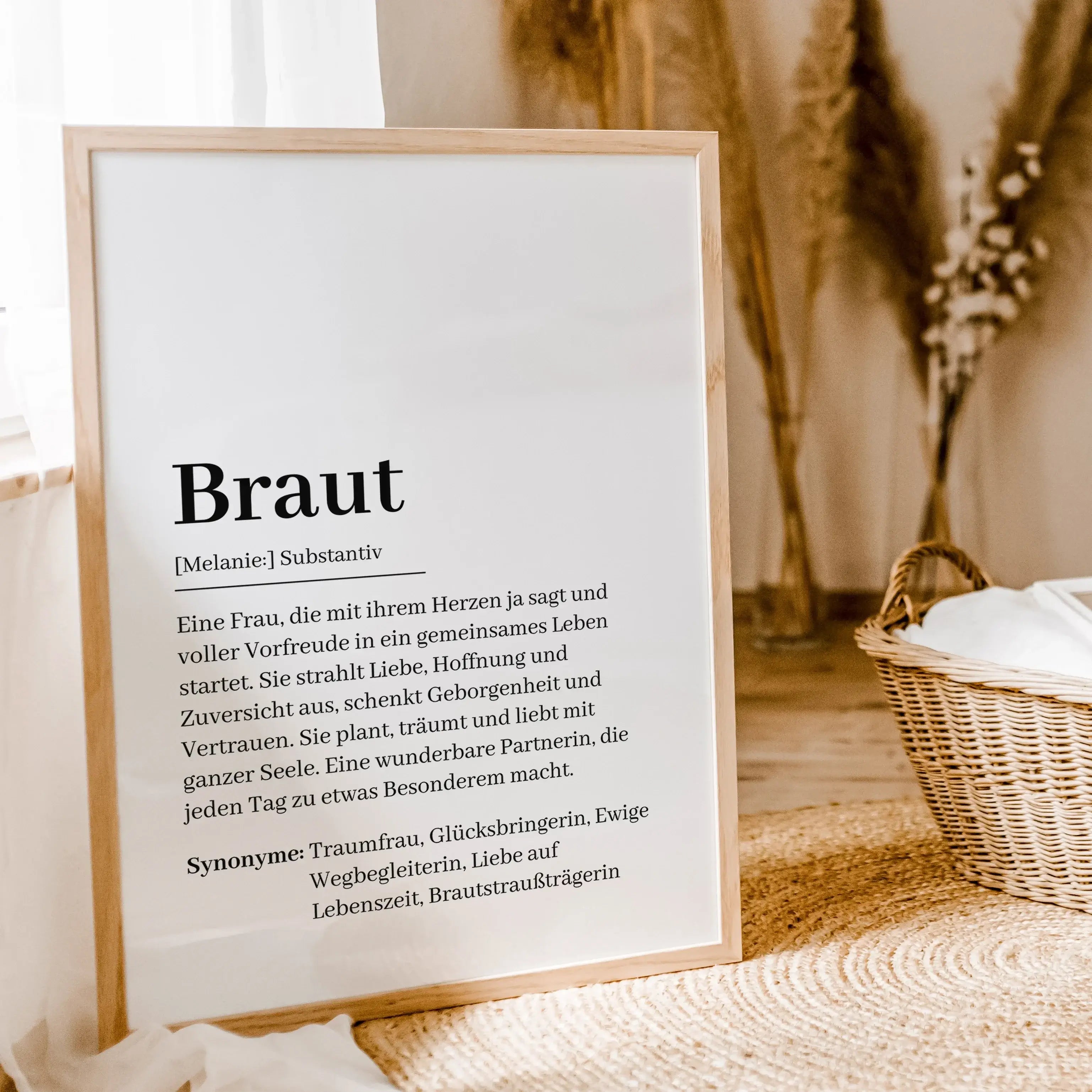 Braut Definition Poster-Personalisiertes Poster-famprints-Suchst du nach einem einzigartigen Geschenk für die Braut? Unser Braut Definition Poster ist die perfekte Wahl! Dieses liebevoll gestaltete Poster zeigt auf charmante Weise, was eine Braut ausmacht
