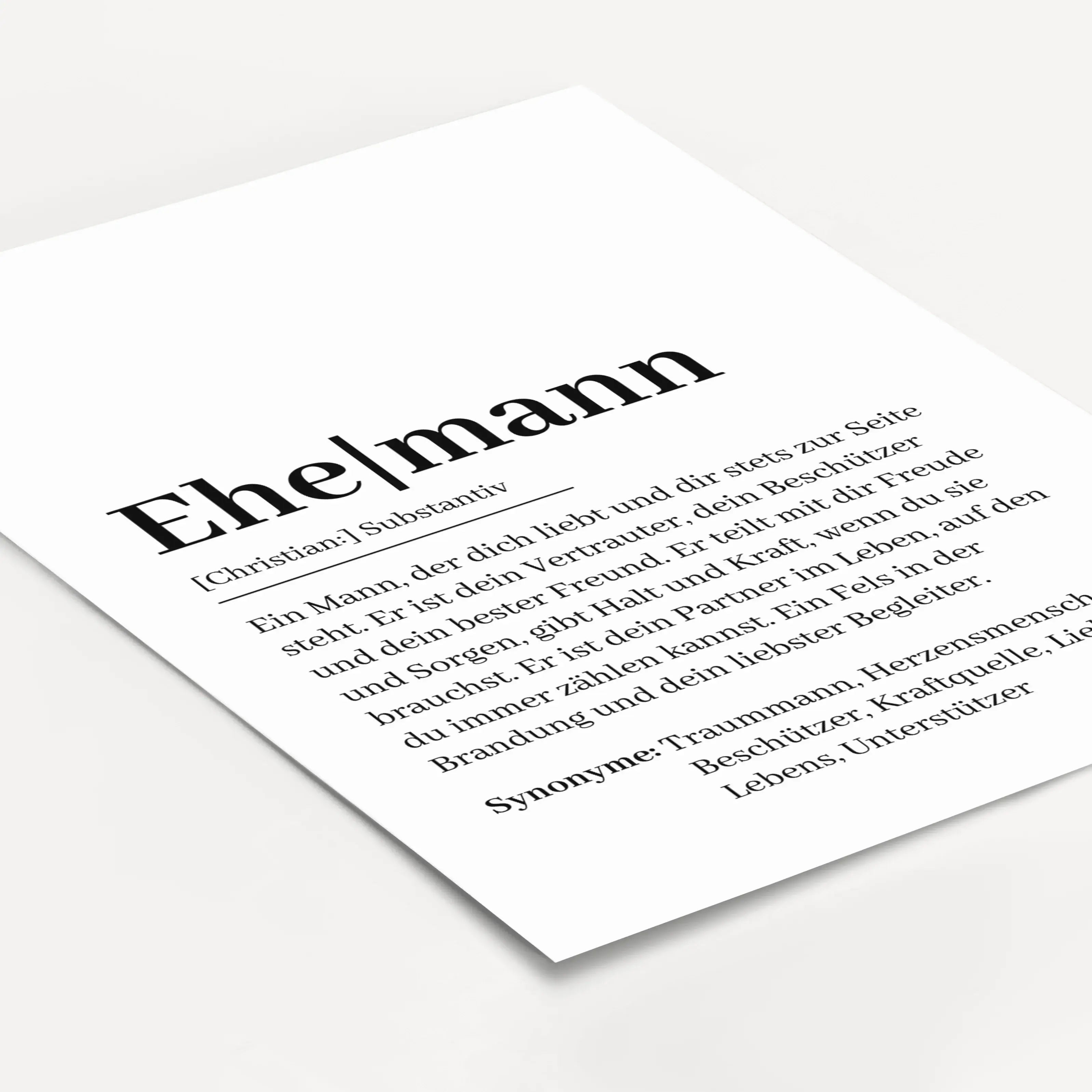Ehemann Definition Poster-Personalisiertes Poster-famprints-Das Ehemann Definition Poster ist ein personalisierbares Wandbild, das die Bedeutung deines Ehemanns liebevoll in Worte fasst und stilvoll in Szene setzt. Das moderne Definitionsdesign verbindet