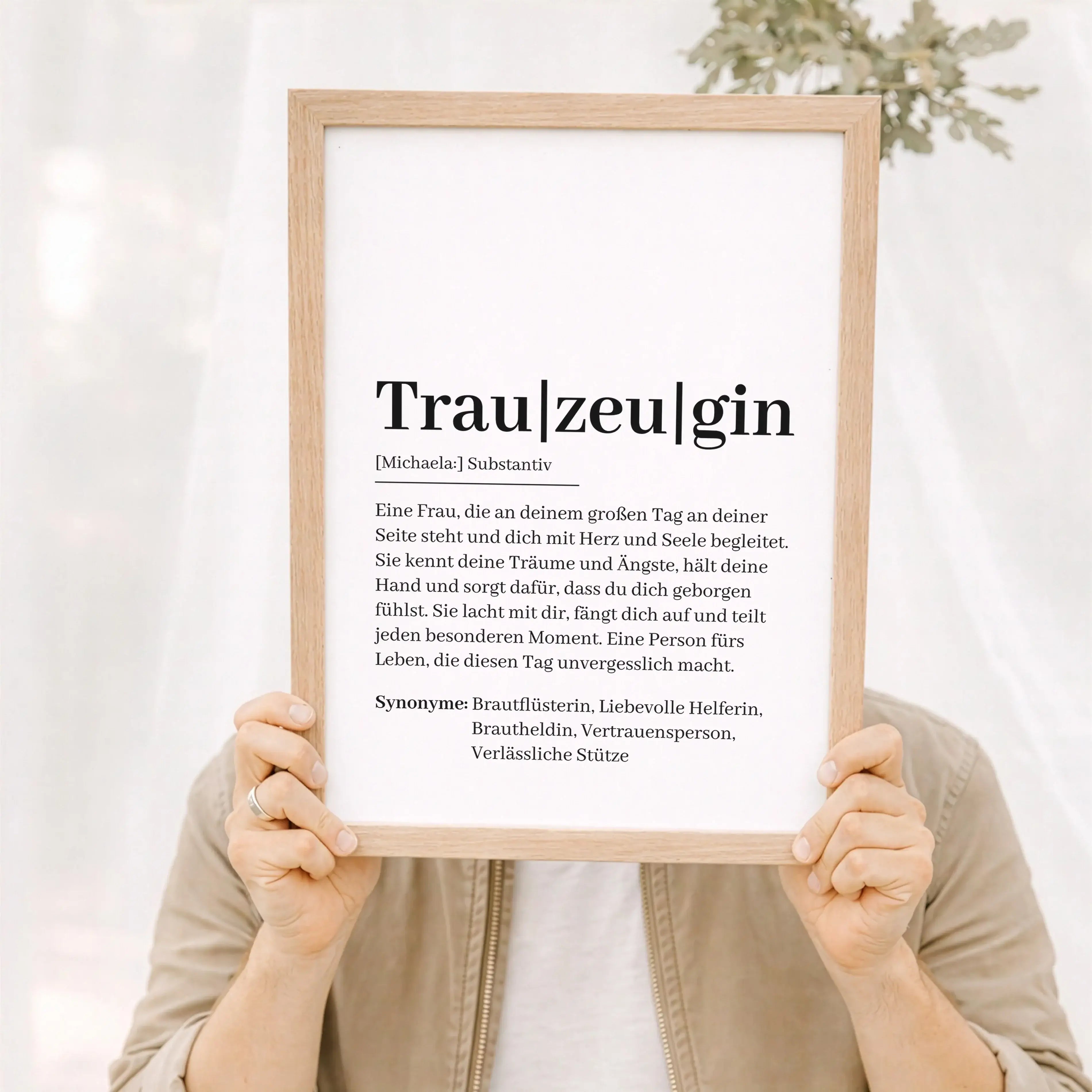 Trauzeugin Definition Poster-Personalisiertes Poster-famprints-Das Trauzeugin Definition Poster ist ein persönliches Geschenk, das Wertschätzung sichtbar macht und Worte findet, die im Alltag oft fehlen. Es erklärt auf liebevolle und ehrliche Weise, was e