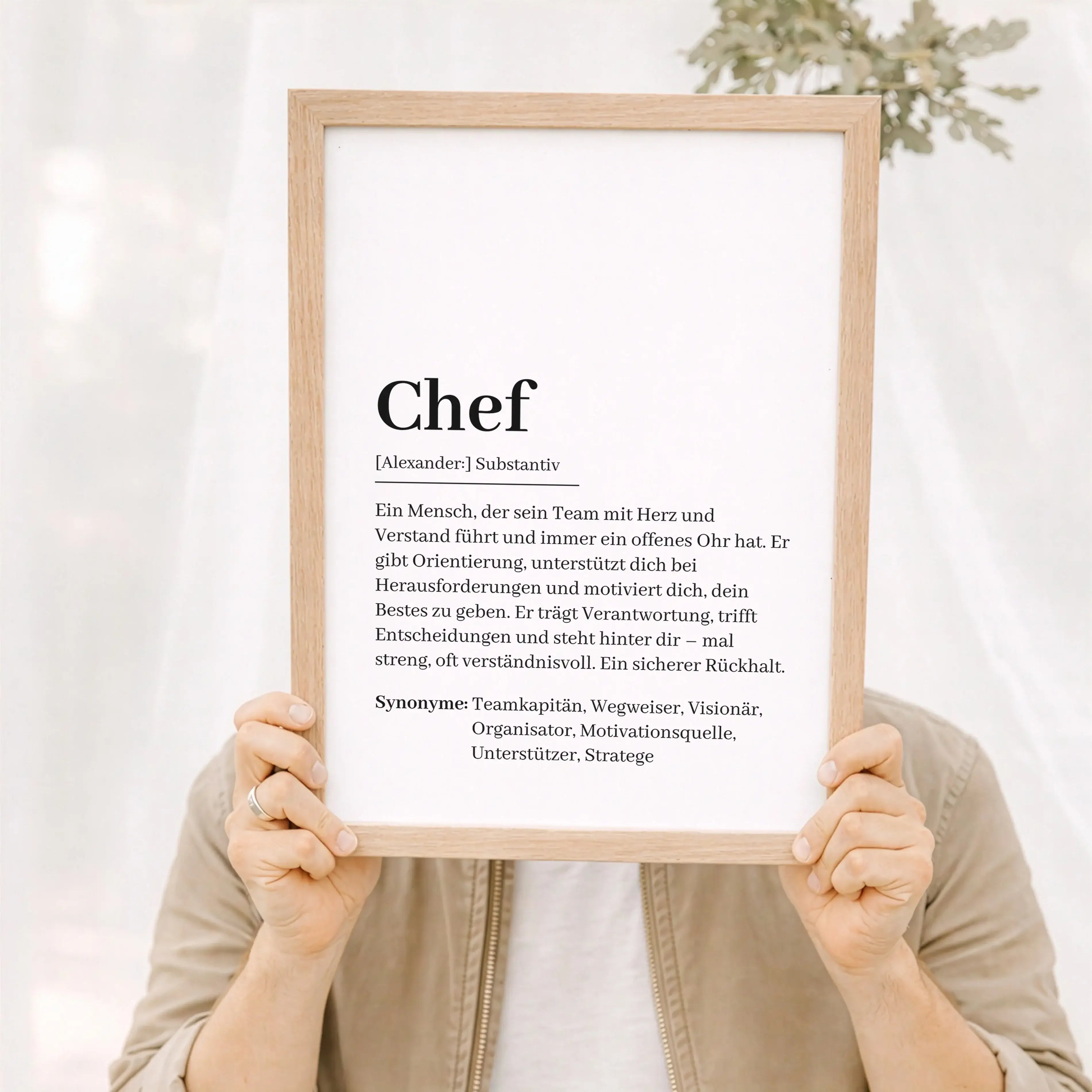 Chef Definition Poster-Personalisiertes Poster-famprints-Das Chef Definition Poster ist eine besondere Geschenkidee, wenn du Wertschätzung sichtbar machen möchtest. Ob als Abschiedsgeschenk, zum Geburtstag, Jubiläum oder einfach als kleines Dankeschön zwi