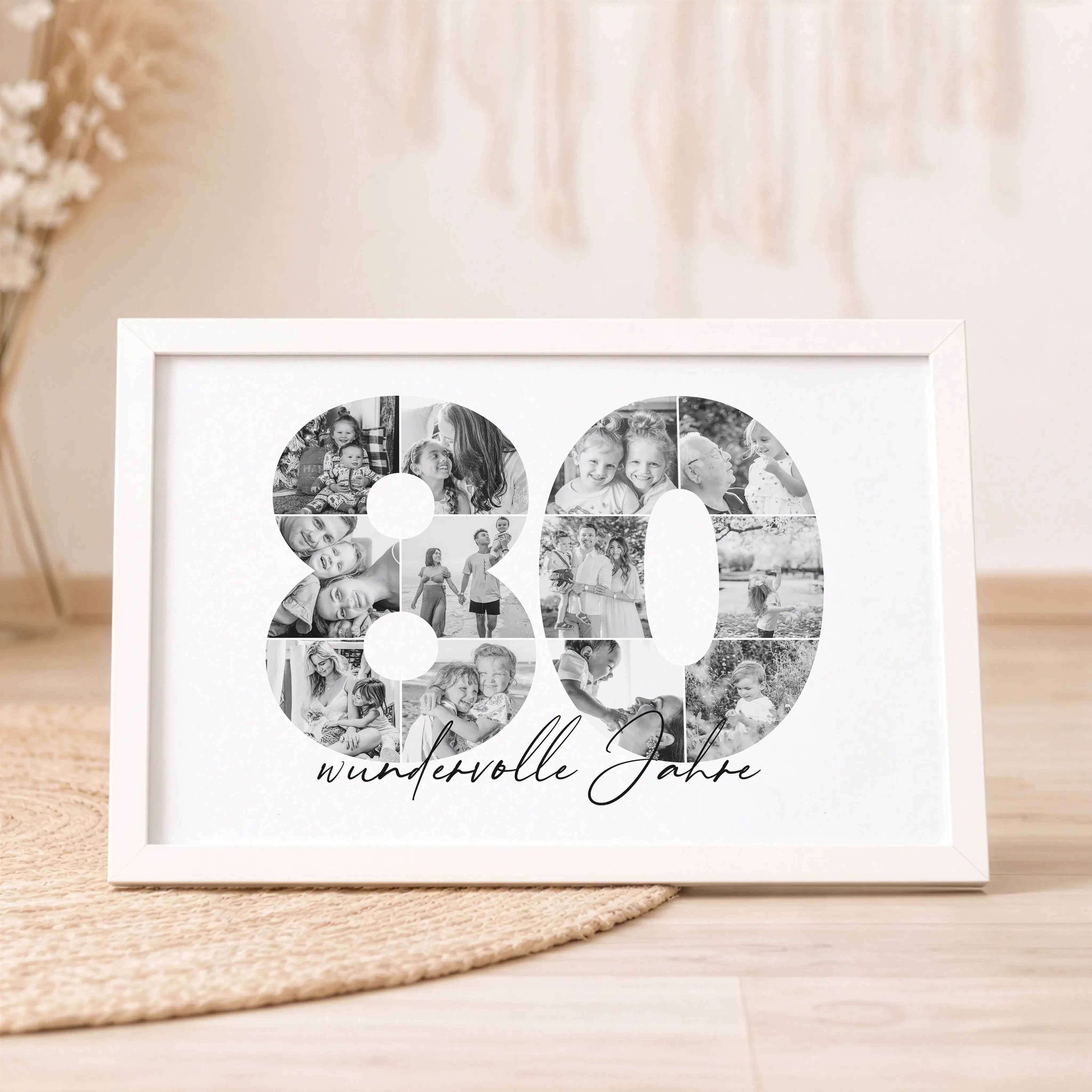 Foto Poster 80-Personalisiertes Poster-famprints-Das Foto Poster 80 von famprints ist eine persönliche Geschenkidee für besondere Anlässe wie runde Geburtstage, Jubiläen oder Jahrestage. Die große Zahl 80 wird mit deinen eigenen Fotos gestaltet und bildet