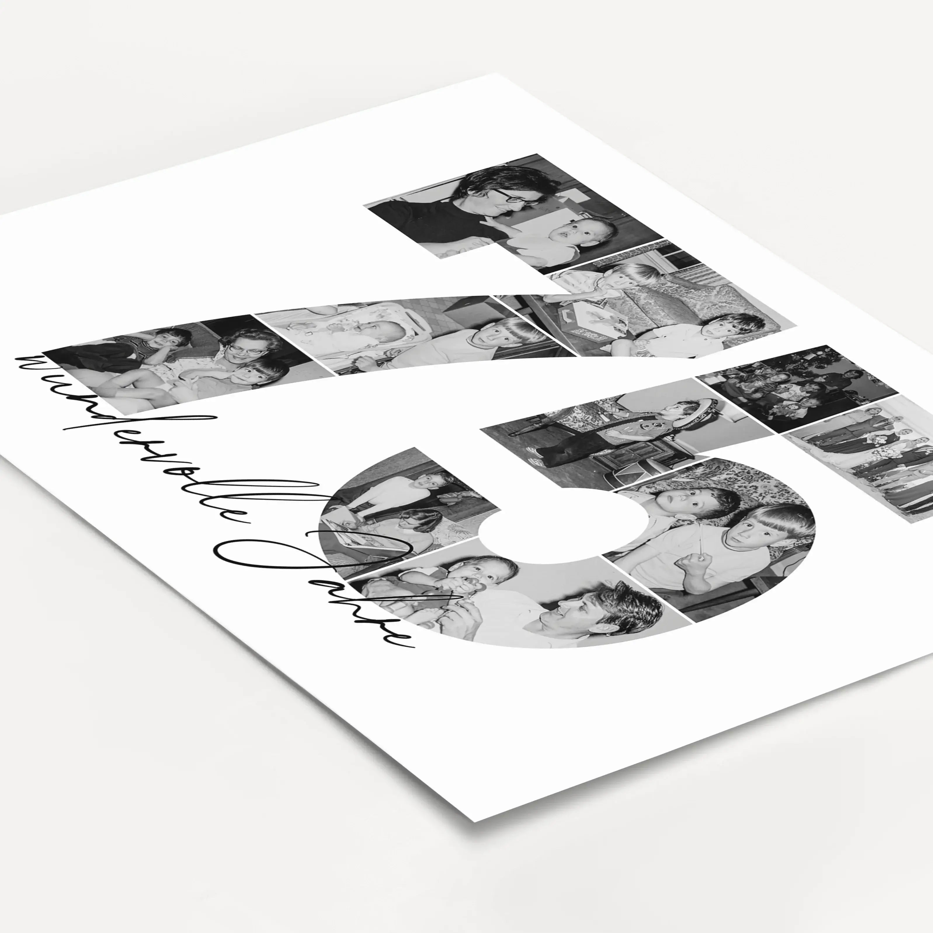 Foto Poster 75 Jahre - Personalisiertes Poster - famprints - Feiere besondere Momente mit unserem einzigartigen Foto Poster 75 – das perfekte personalisierte Geschenk zum 75. Geburtstag, Hochzeitstag oder Jubiläum! Die große „75“ auf dem Poster kannst du