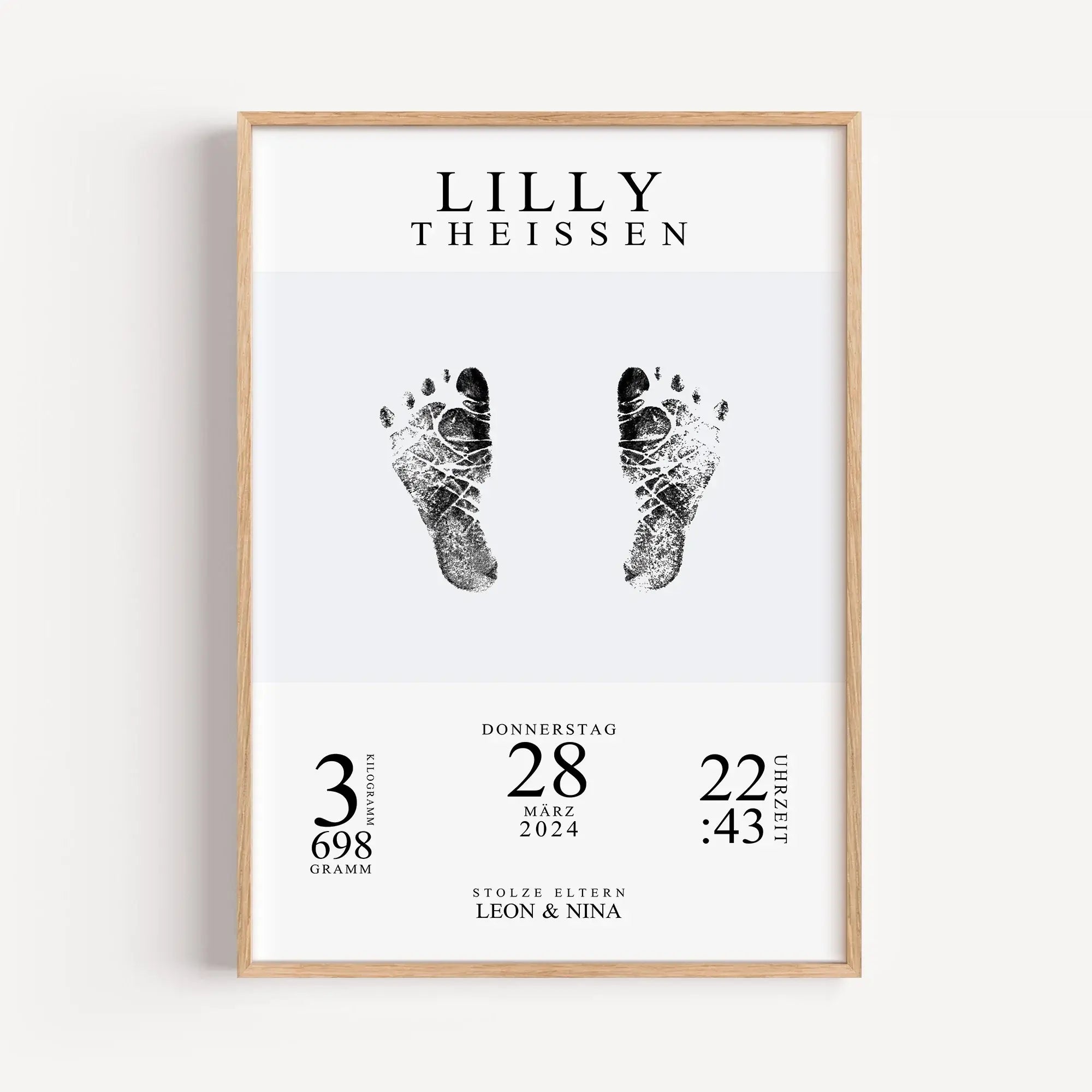 Geburtsposter mit Abdruck-Personalisiertes Poster-famprints-Ein Geburtsposter mit Abdruck hält die ersten großen Momente deines Babys stilvoll fest. Bei famprints gestaltest du ein personalisiertes Poster zur Geburt, das Name, Geburtsdatum, Uhrzeit und Ge