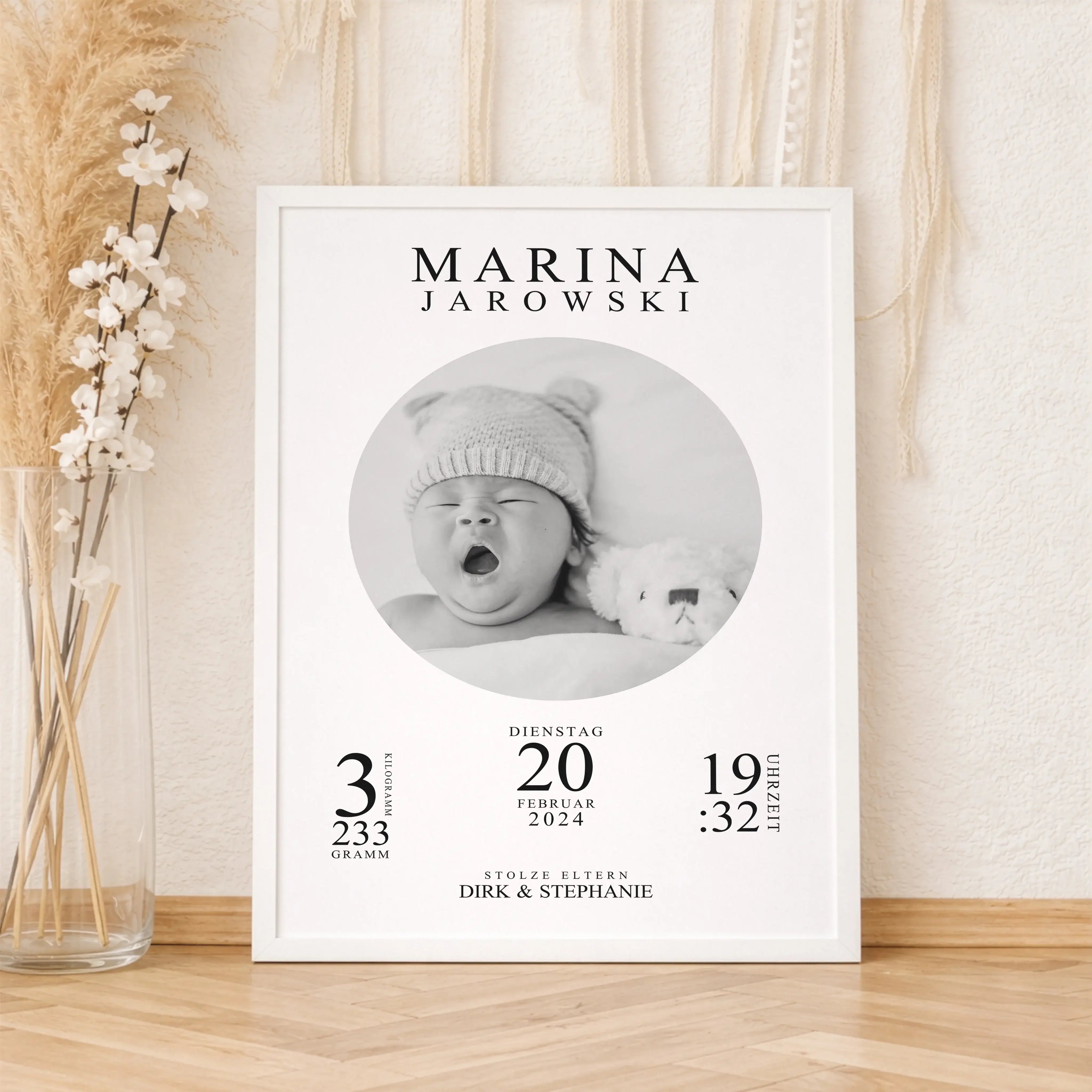 Geburtsposter mit Foto-Personalisiertes Poster-famprints-Ein Geburtsposter mit Foto ist eine wundervolle Möglichkeit, die ersten Daten und Momente deines Babys stilvoll festzuhalten. Bei famprints gestaltest du dein persönliches Poster ganz einfach selbst