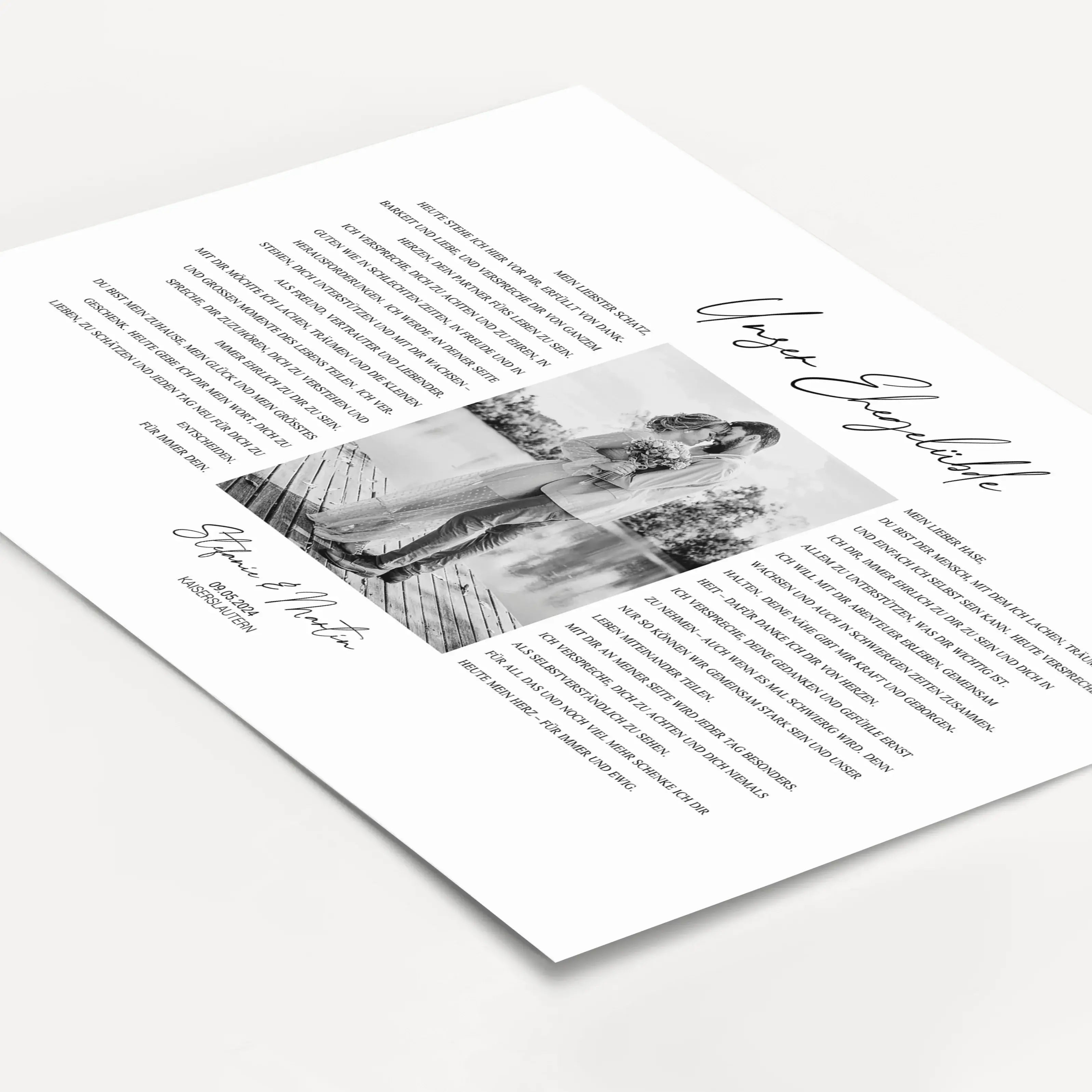 Ehegelübde Poster - Personalisiertes Poster - famprints - Feiere eure Liebe mit unserem einzigartigen Ehegelübde Poster – das perfekte personalisierte Geschenk zur Hochzeit oder zum Hochzeitstag! Dieses besondere Poster kannst du mit den Eheversprechen vo
