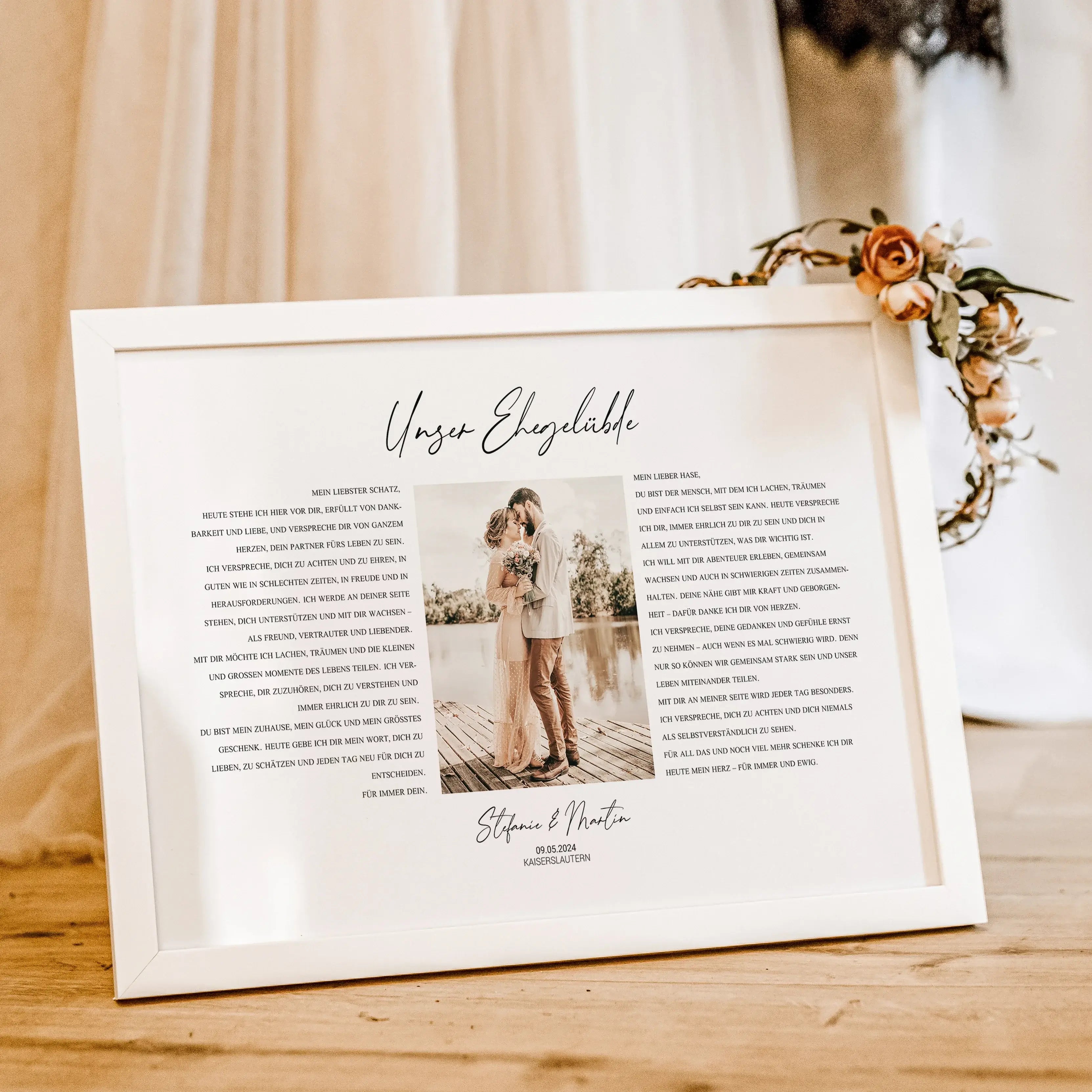Ehegelübde Poster - Personalisiertes Poster - famprints - Feiere eure Liebe mit unserem einzigartigen Ehegelübde Poster – das perfekte personalisierte Geschenk zur Hochzeit oder zum Hochzeitstag! Dieses besondere Poster kannst du mit den Eheversprechen vo