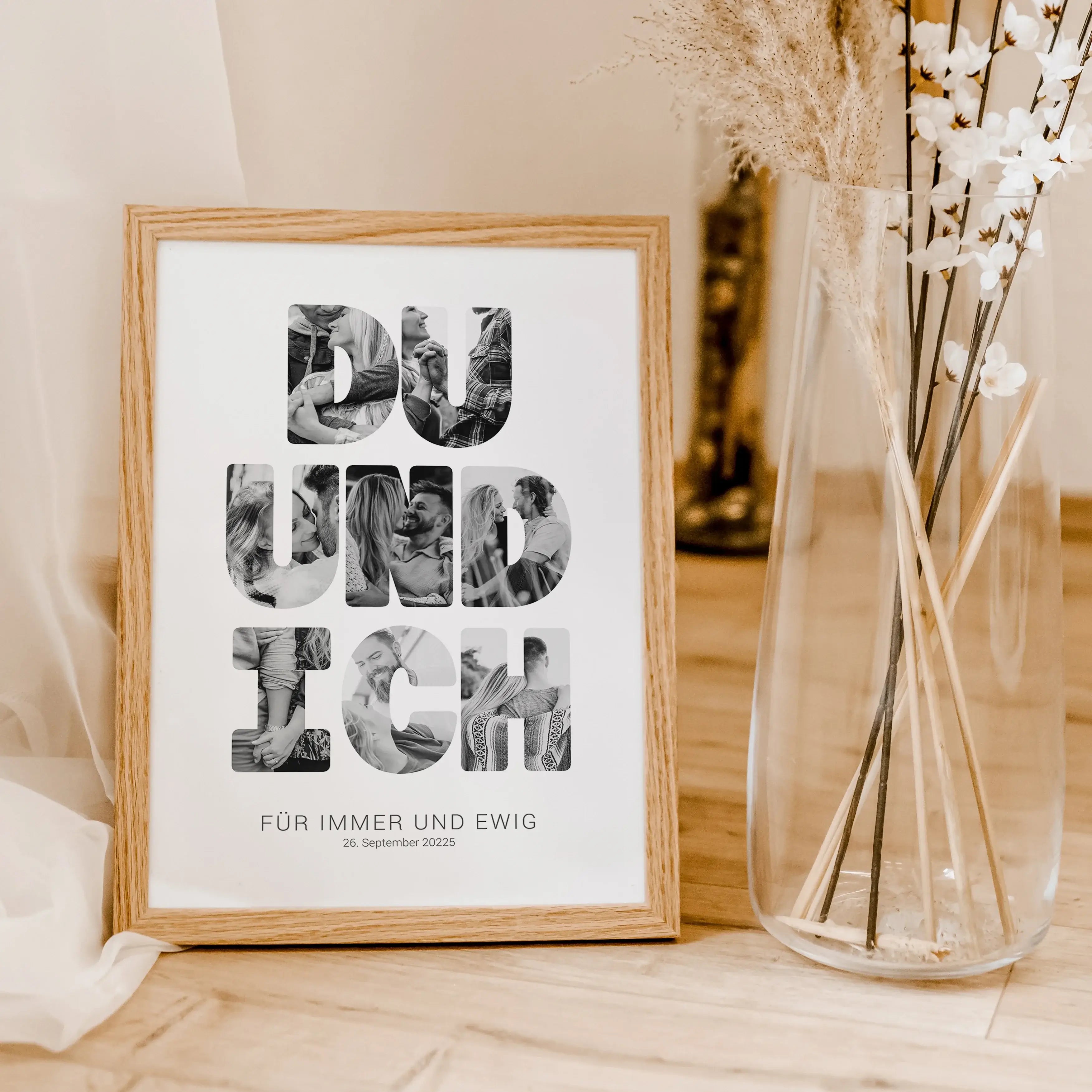 Foto Poster Du und ich - Personalisiertes Poster - famprints - Entdecke unser einzigartiges Foto Poster Du und ich – das perfekte personalisierte Geschenk zur Hochzeit, zum Hochzeitstag oder Valentinstag! Auf diesem besonderen Poster kannst du hinter jede