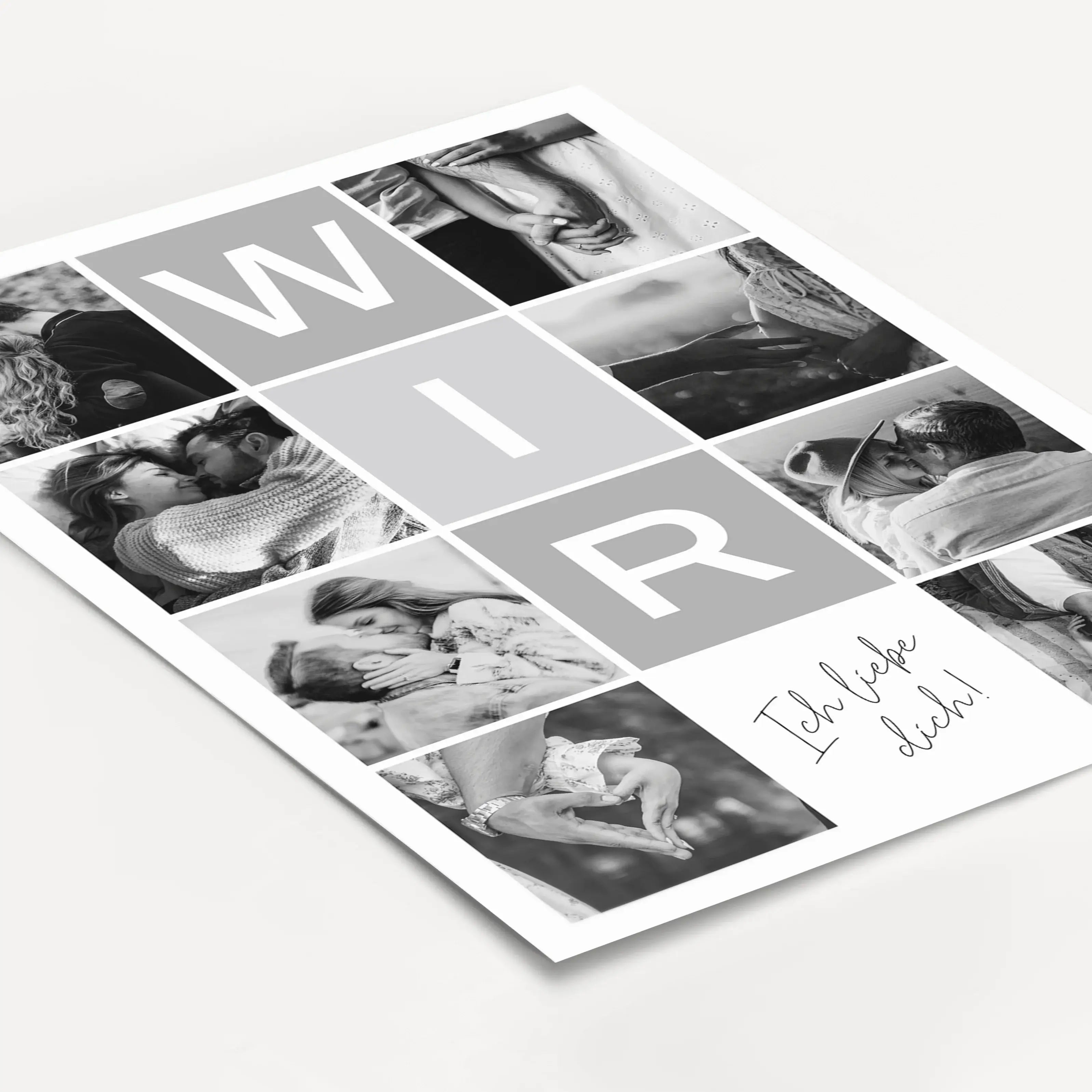 Wir Fotocollage - Personalisiertes Poster - famprints - Entdecke jetzt unsere Wir Fotocollage – das perfekte personalisierte Geschenk für euch beide! Gestalte dein individuelles Poster mit bis zu 8 Fotos, die eure schönsten gemeinsamen Momente festhalten.