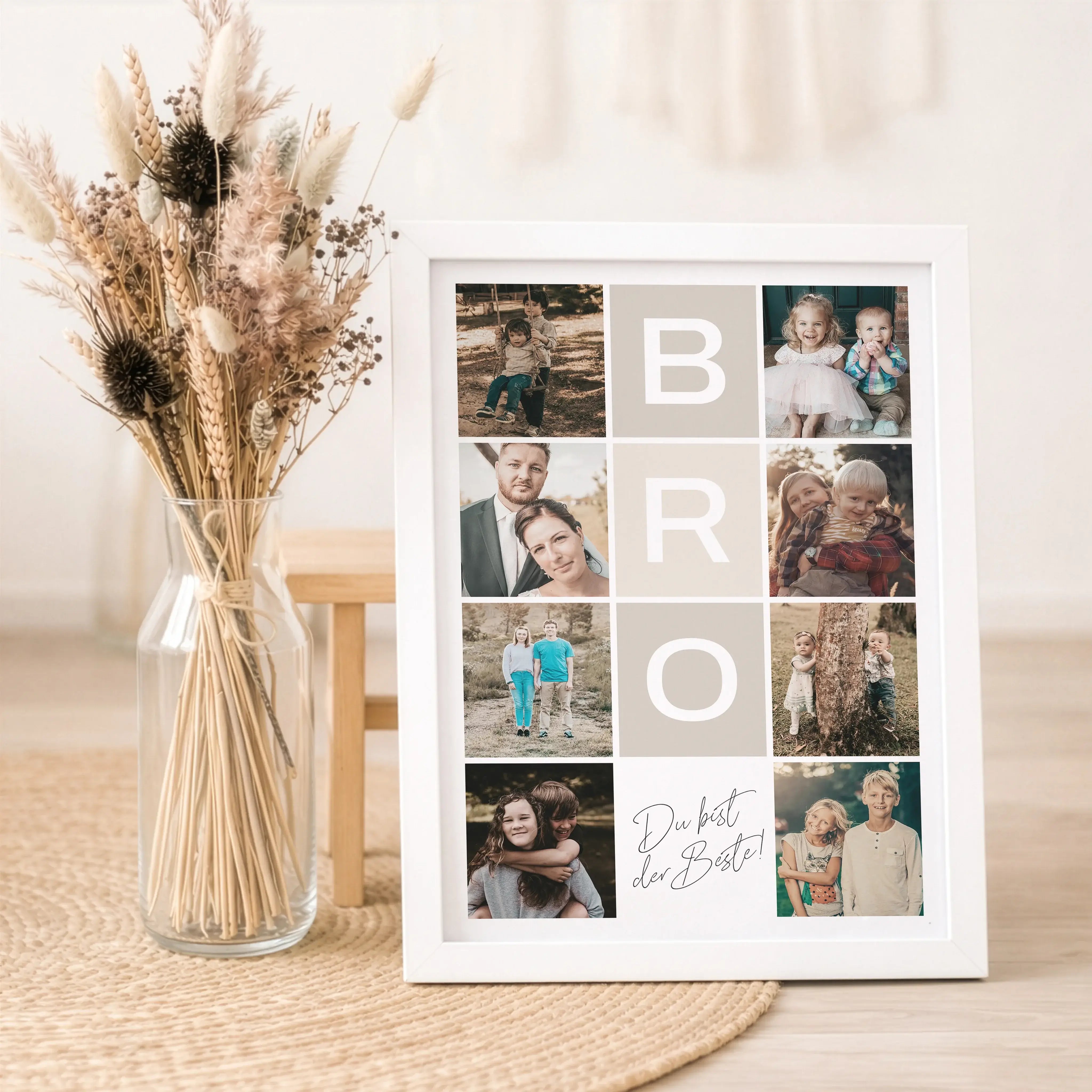 Bro Fotocollage-Personalisiertes Poster-famprints-Die Bro Fotocollage von famprints ist ein personalisiertes Poster für echte Bruder-Momente. Du gestaltest dein Design mit mehreren eigenen Fotos und machst daraus ein individuelles Wandbild, das eure Gesch