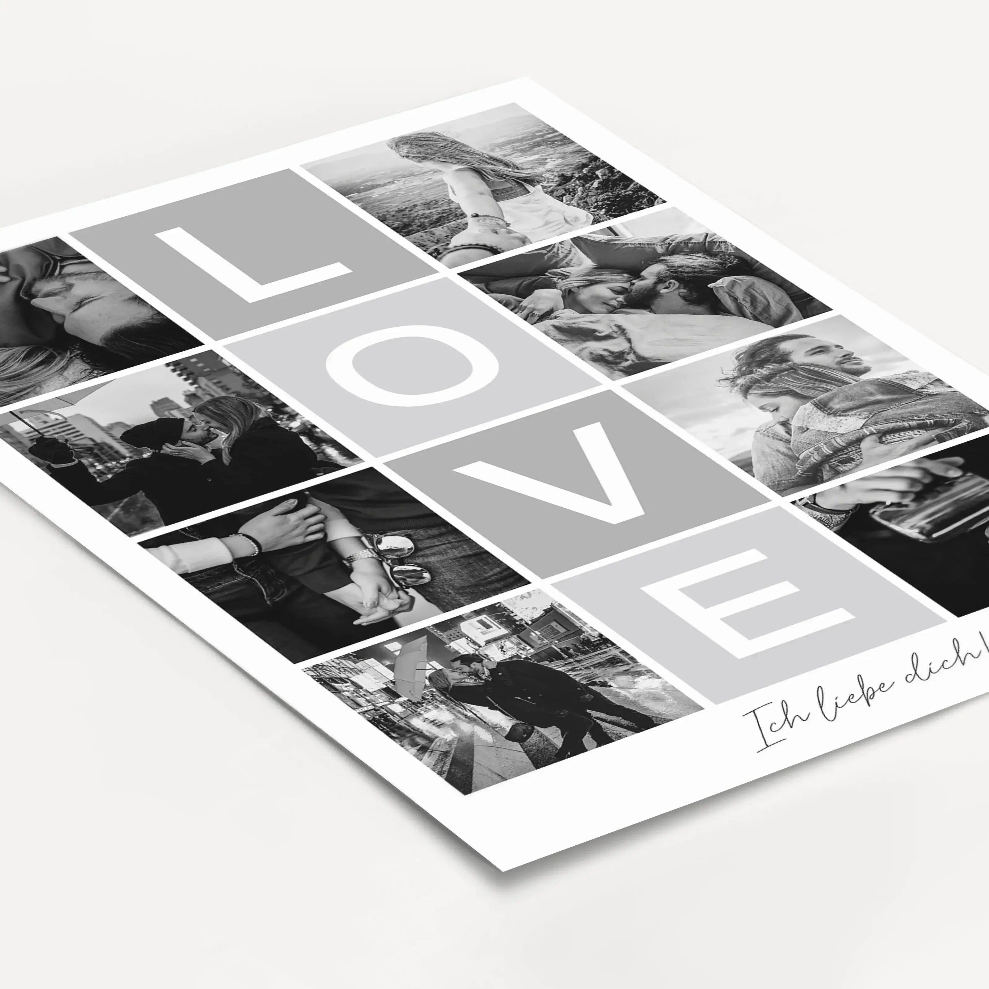 Love Fotocollage - Personalisiertes Poster - famprints - Entdecke die Love Fotocollage – das perfekte personalisierte Geschenk für deinen Partner oder deine Partnerin! Mit der Love Fotocollage kannst du eure schönsten gemeinsamen Momente in einer liebevol