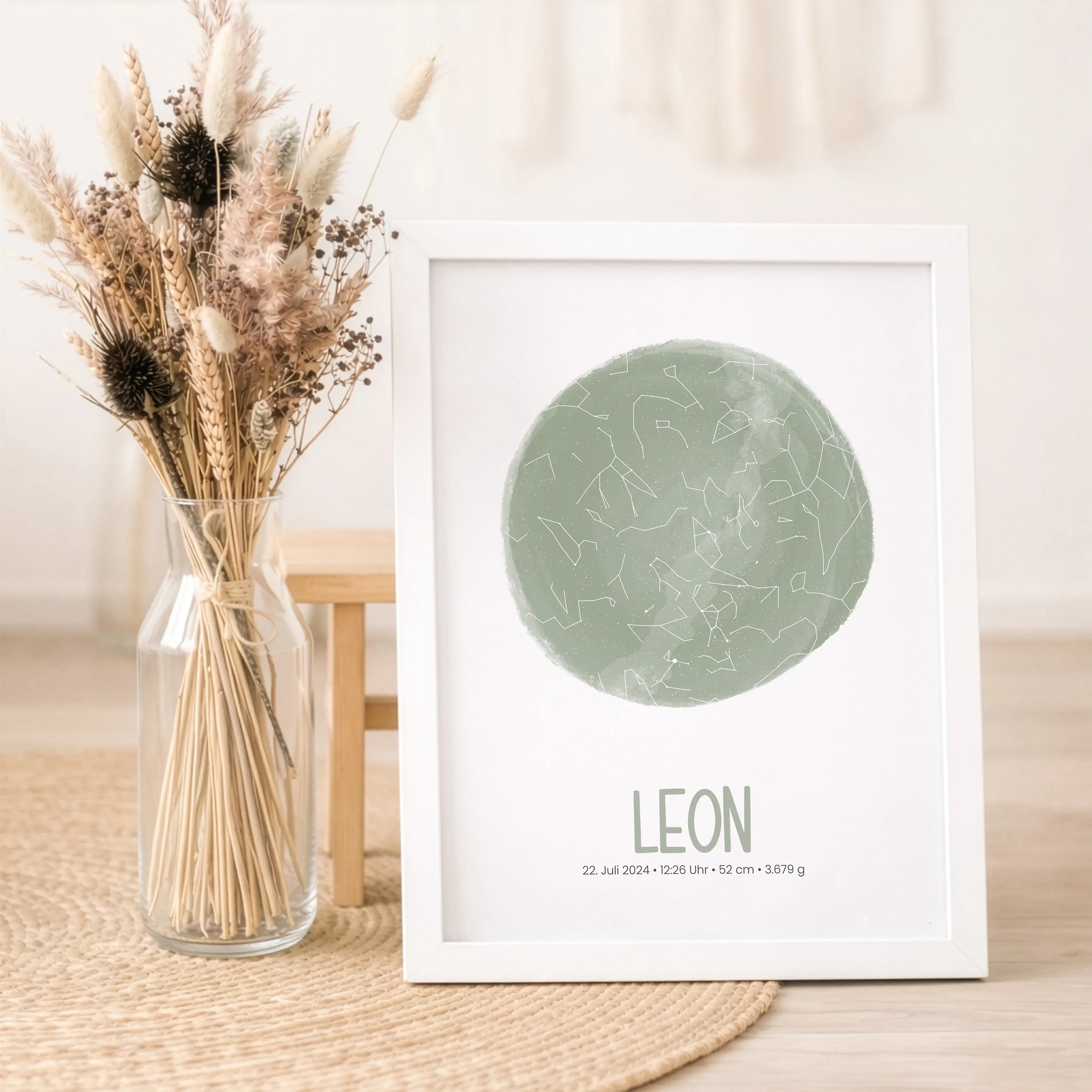 Geburtsposter Sternenhimmel-Personalisiertes Poster-famprints-Das Geburtsposter Sternenhimmel von famprints hält einen einzigartigen Moment fest, so wie er wirklich war. Du siehst den echten Sternenhimmel zum Zeitpunkt der Geburt deines Kindes, berechnet