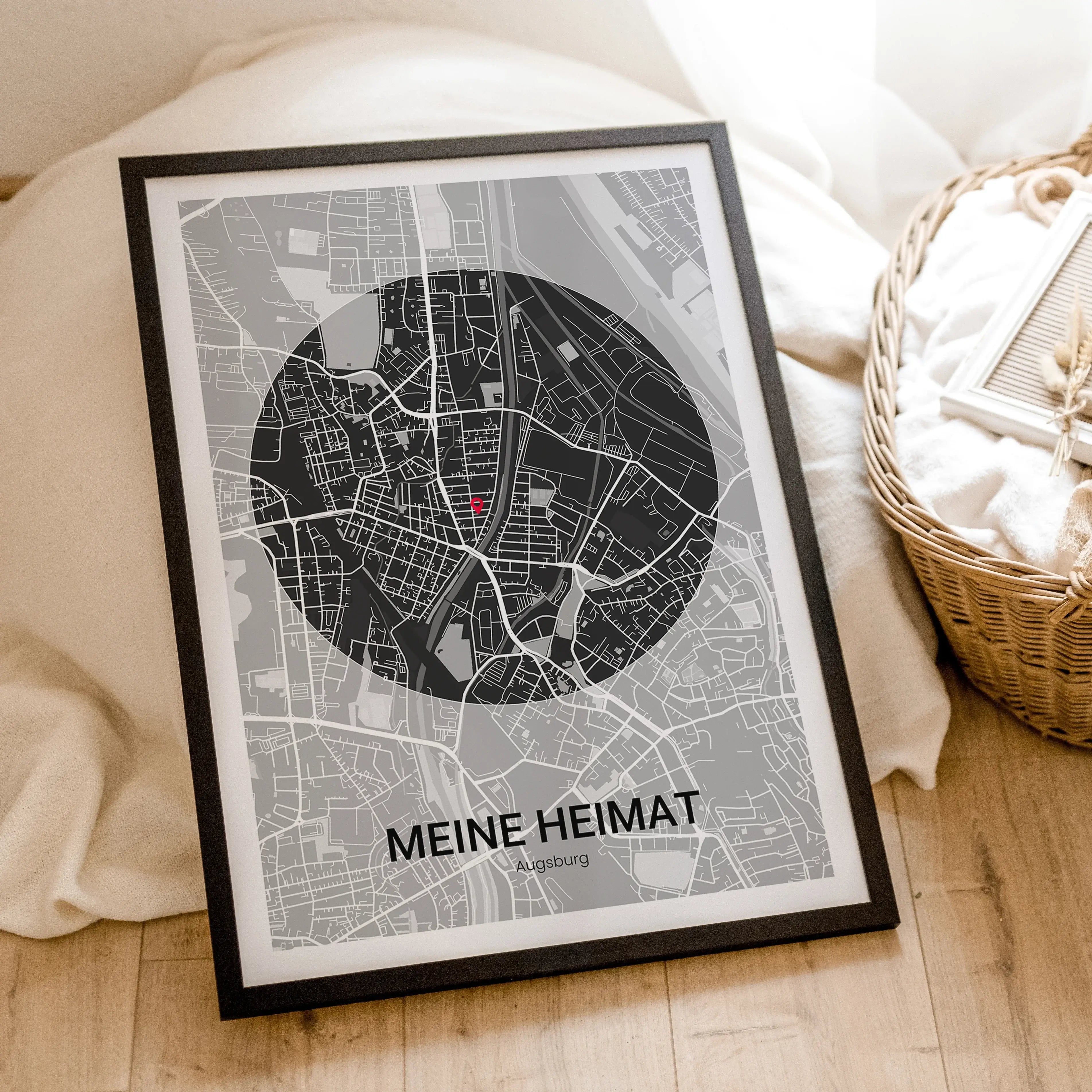 Stadtkarte Poster Circle Halo - Personalisiertes Poster - famprints - Entdecke dein persönliches Stadtkarte Poster Circle Halo – das perfekte Geschenk für alle, die oft an ihren Lieblingsort denken oder ihn vermissen. Gestalte das Poster mit der Stadtkart