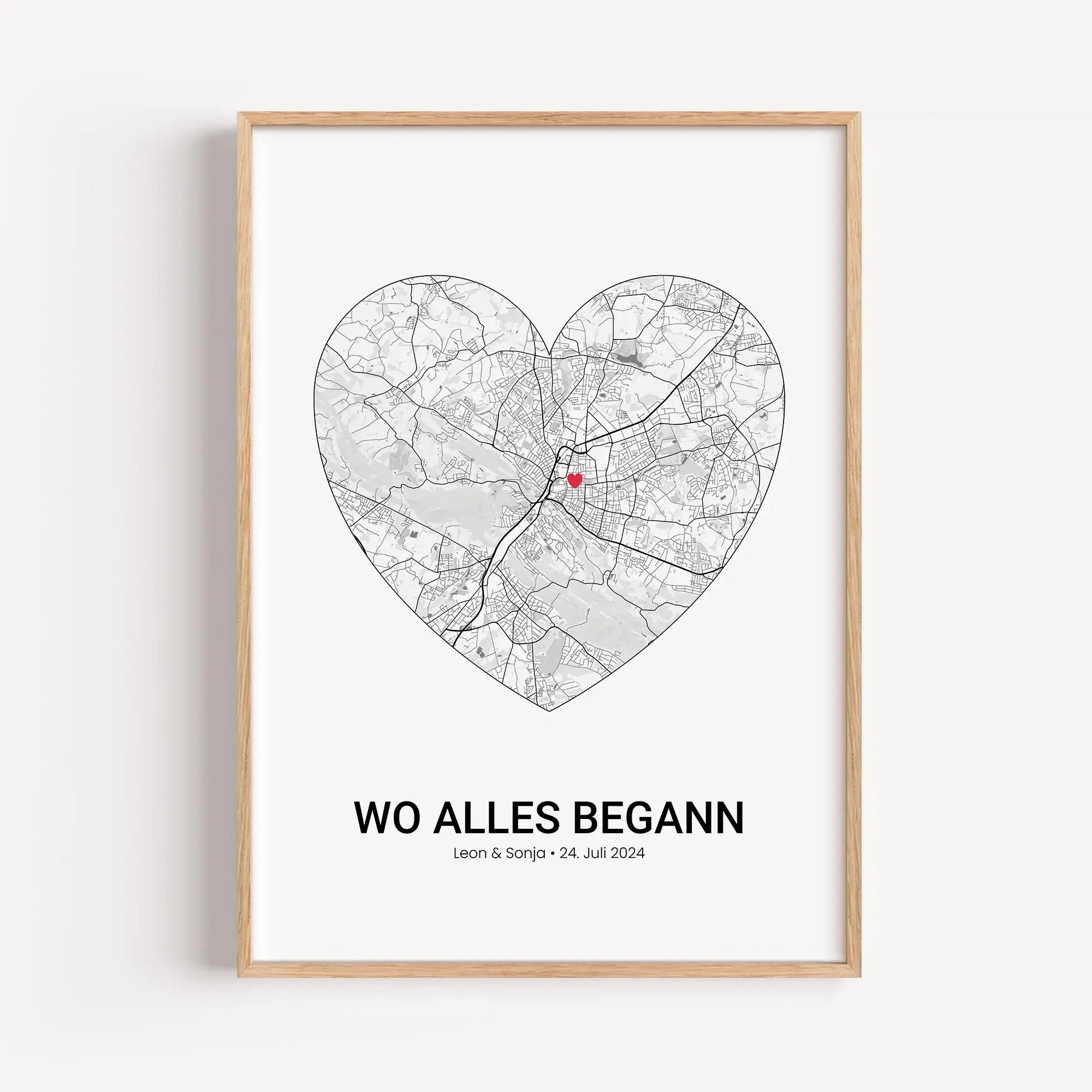 Stadtkarte Poster Herz - Personalisiertes Poster - famprints - Entdecke unser einzigartiges Stadtkarte Poster Herz – das perfekte personalisierte Geschenk für eure besonderen Momente! Gestalte dein Poster individuell mit der Stadtkarte deines Lieblingsort