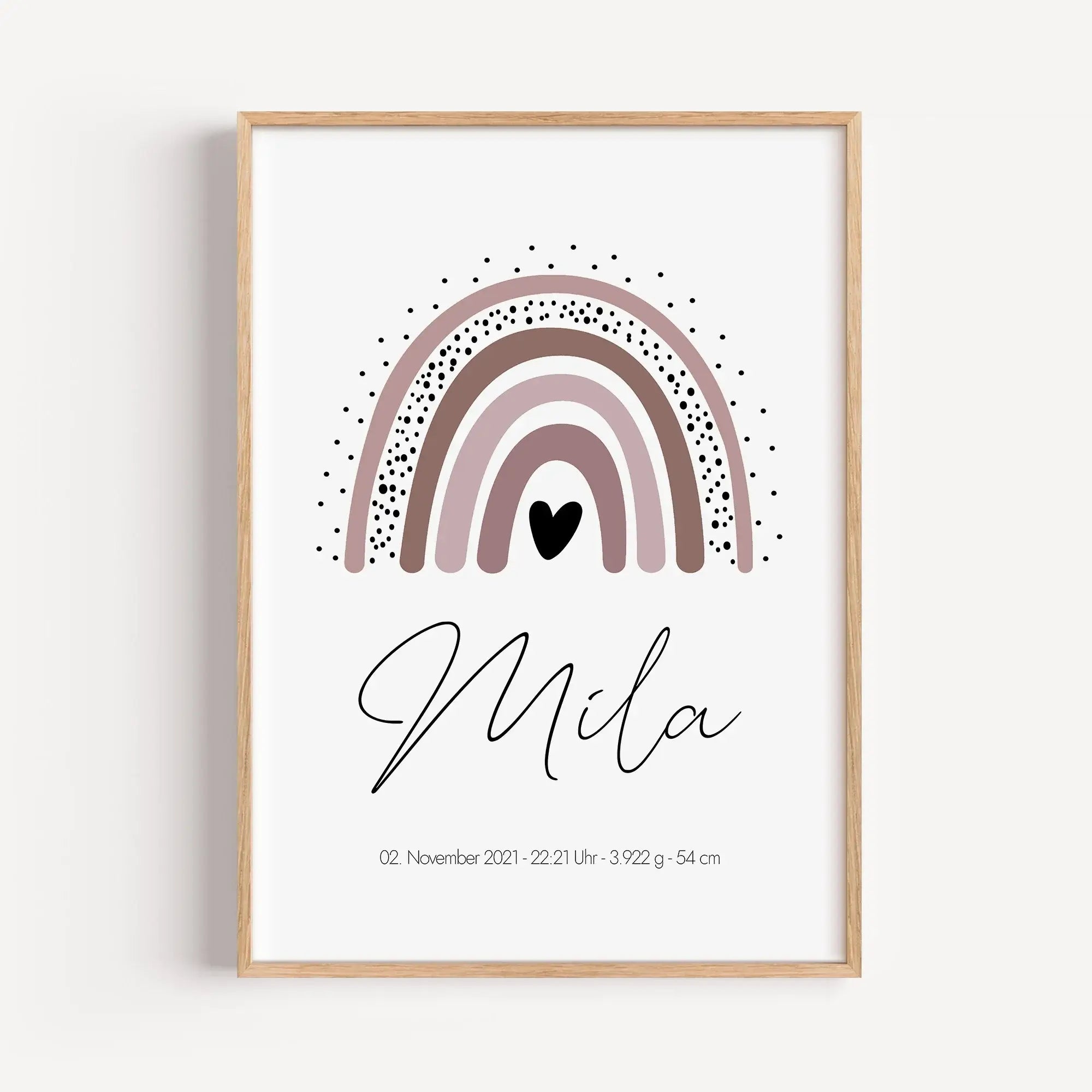 Regenbogen Poster-famprints-Personalisiertes Poster-Das wundervolle personalisierte Regenbogen Poster lässt sich mit allen relevanten Geburtsdaten personalisieren und schmückt jede Kinderzimmer Wand. Das Geburtsposter kannst du mit deinem Wunschtext perso