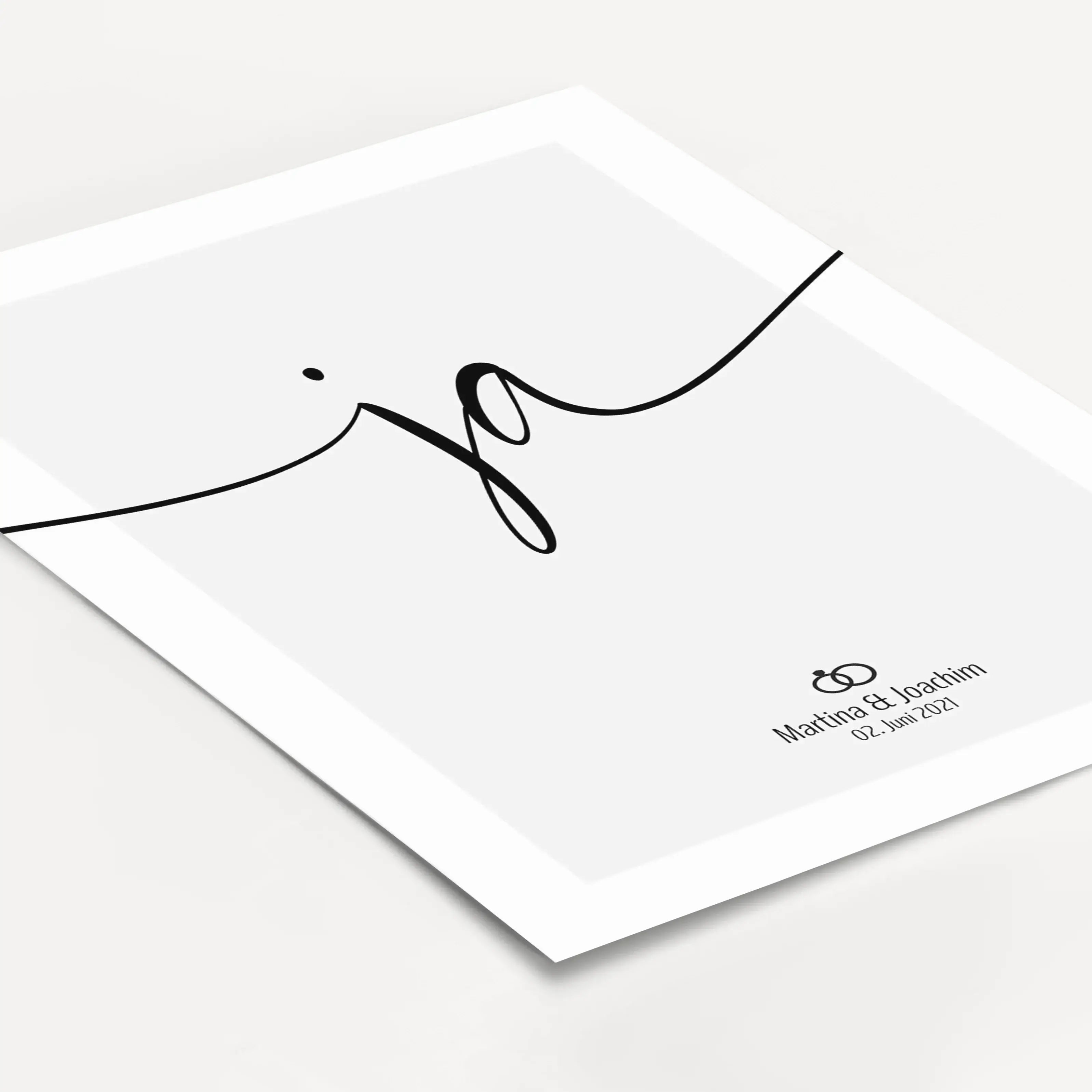 Ja Poster-famprints-Personalisiertes Poster-Auf dem 'Ja' Hochzeit Poster findest du in schwungvoller Schrift den 'ja' Schriftzug. Das Ja Wort Poster steht symbolisch für die Ehe, die Liebe des Lebens, ein Versprechen für die Ewigkeit. Das Hochzeit Bild lä