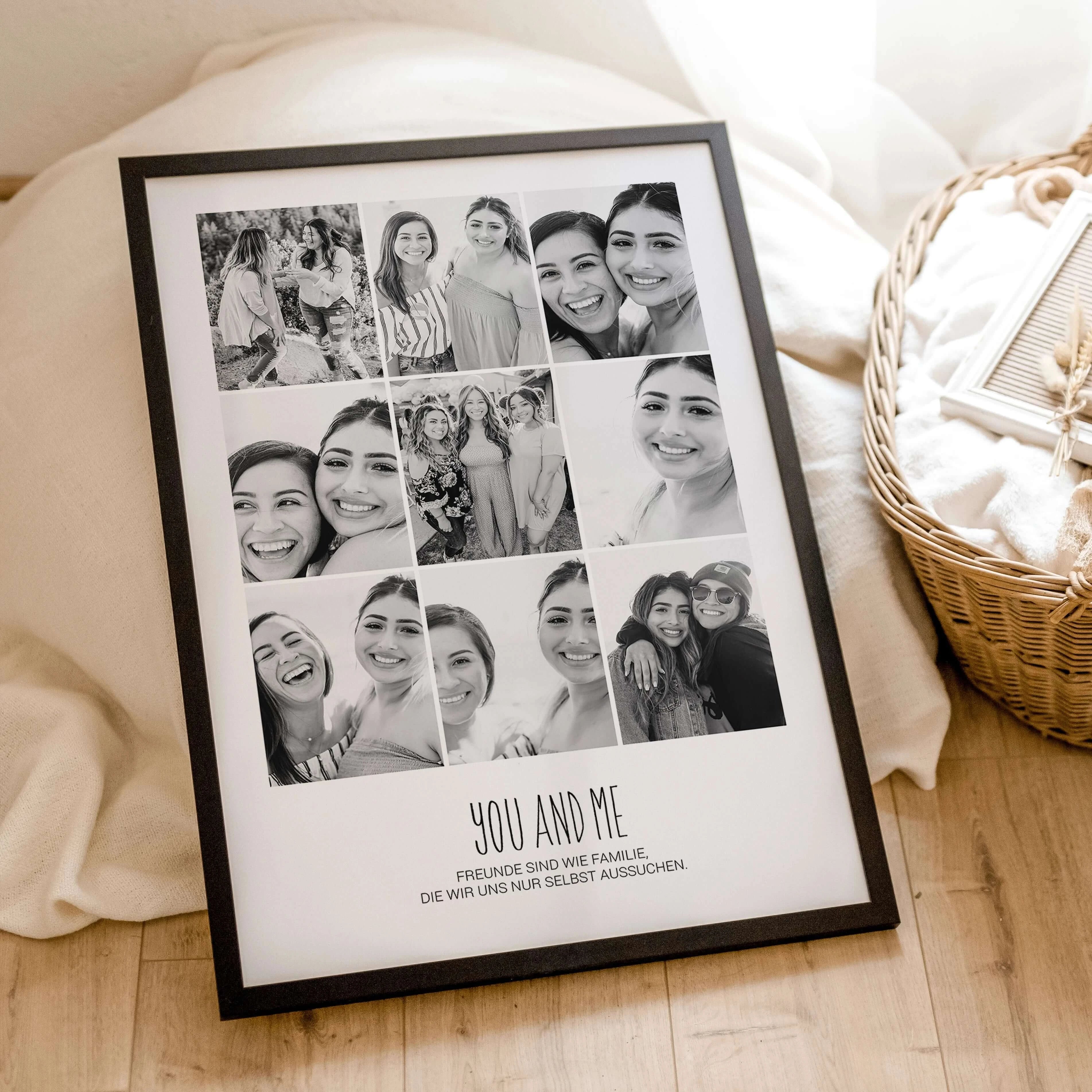 You and me Foto Poster-famprints-Personalisiertes Poster-Das You and me Foto Poster ist die perfekte Möglichkeit, deine Lieblingsmomente festzuhalten. Mit Platz für 9 Fotos und 2 personalisierbaren Textzeilen wird jedes Poster zu einem einzigartigen Kunst