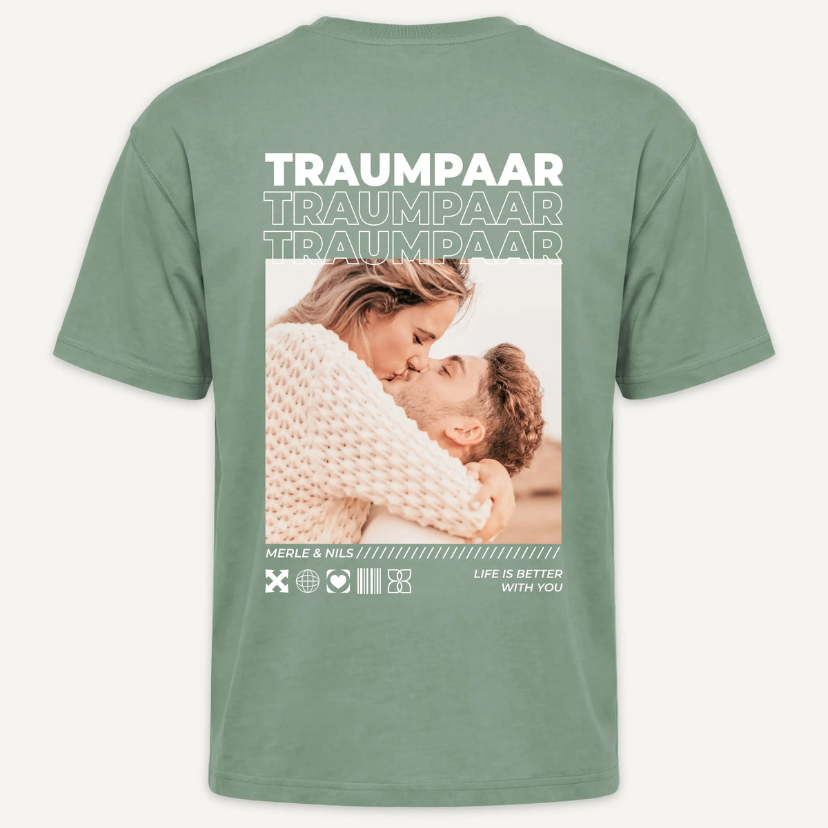 T-Shirt - Personalisiertes T-Shirt PERFECT MATCH - personalisiertes Geschenk zur Hochzeit, Jahrestag, Hochzeitstag oder Valentinstag