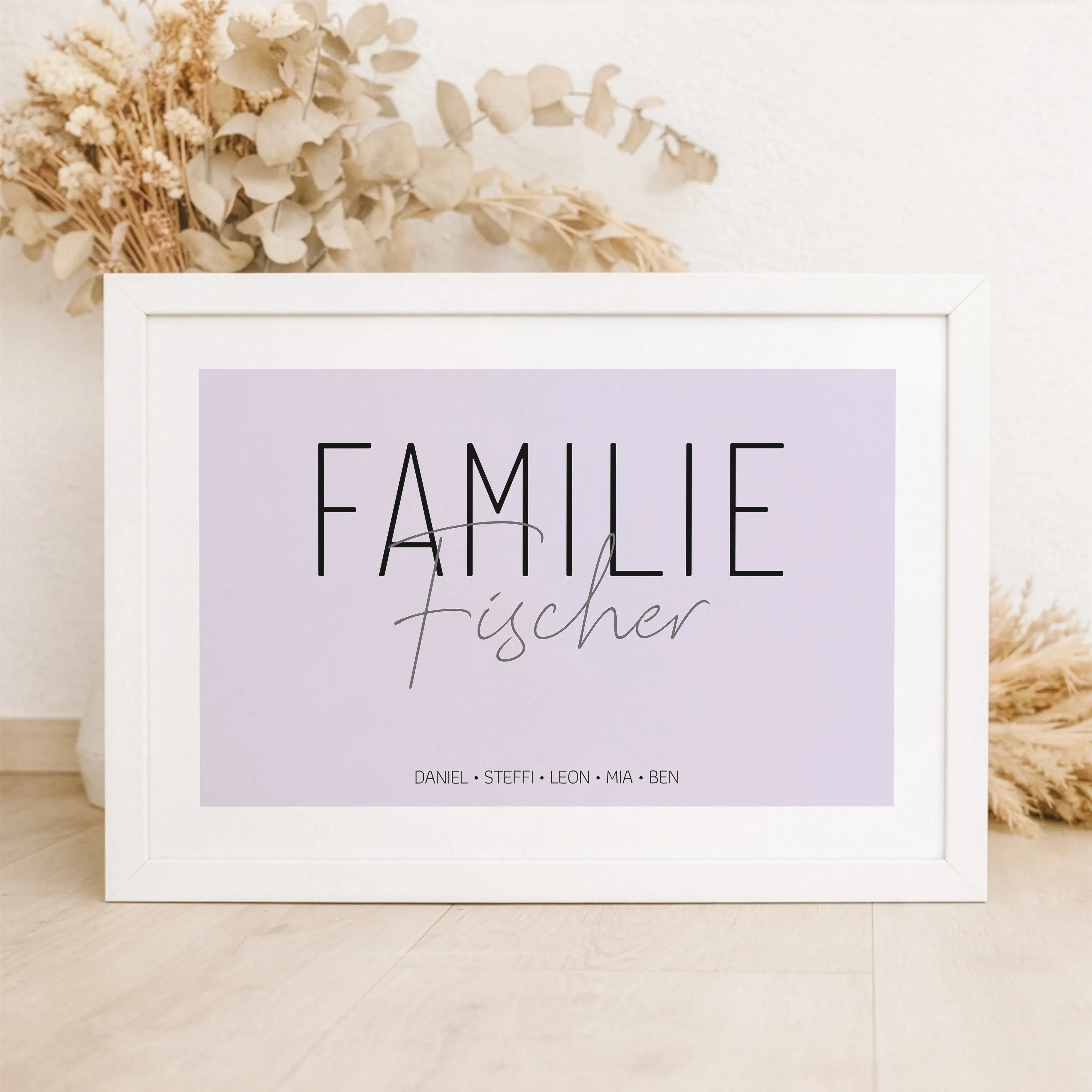 Familienposter Handschrift-Personalisiertes Poster-famprints-Das Familienposter Handschrift ist eine persönliche Wanddekoration, die eure Familie sichtbar macht. Der handschriftliche Schriftzug Familie steht im Mittelpunkt und wird durch deinen individuel