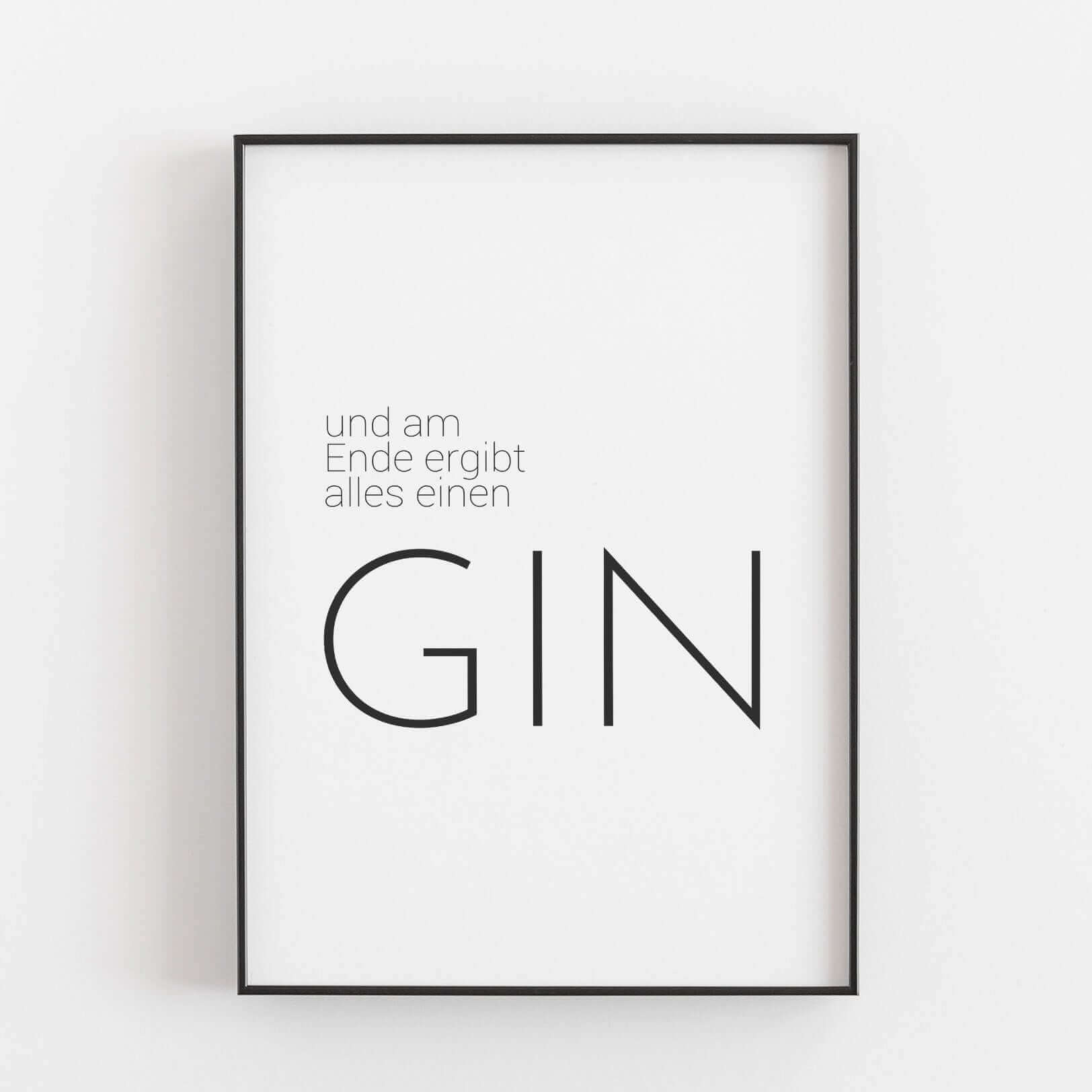 Gin Poster 'Ende' BF alt, schwarz weiß Poster, Sprüche Poster Poster Größe: Digitaler Download famprints
