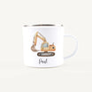 Emaille Tasse Bagger-Emaille Tasse-famprints-Die Emaille Tasse Bagger von famprints bringt kleine Baustellen-Fans zum Strahlen und verwandelt jedes Getränk in einen besonderen Moment. Du kannst zwischen zwei liebevoll gestalteten Motiven wählen: einem krä