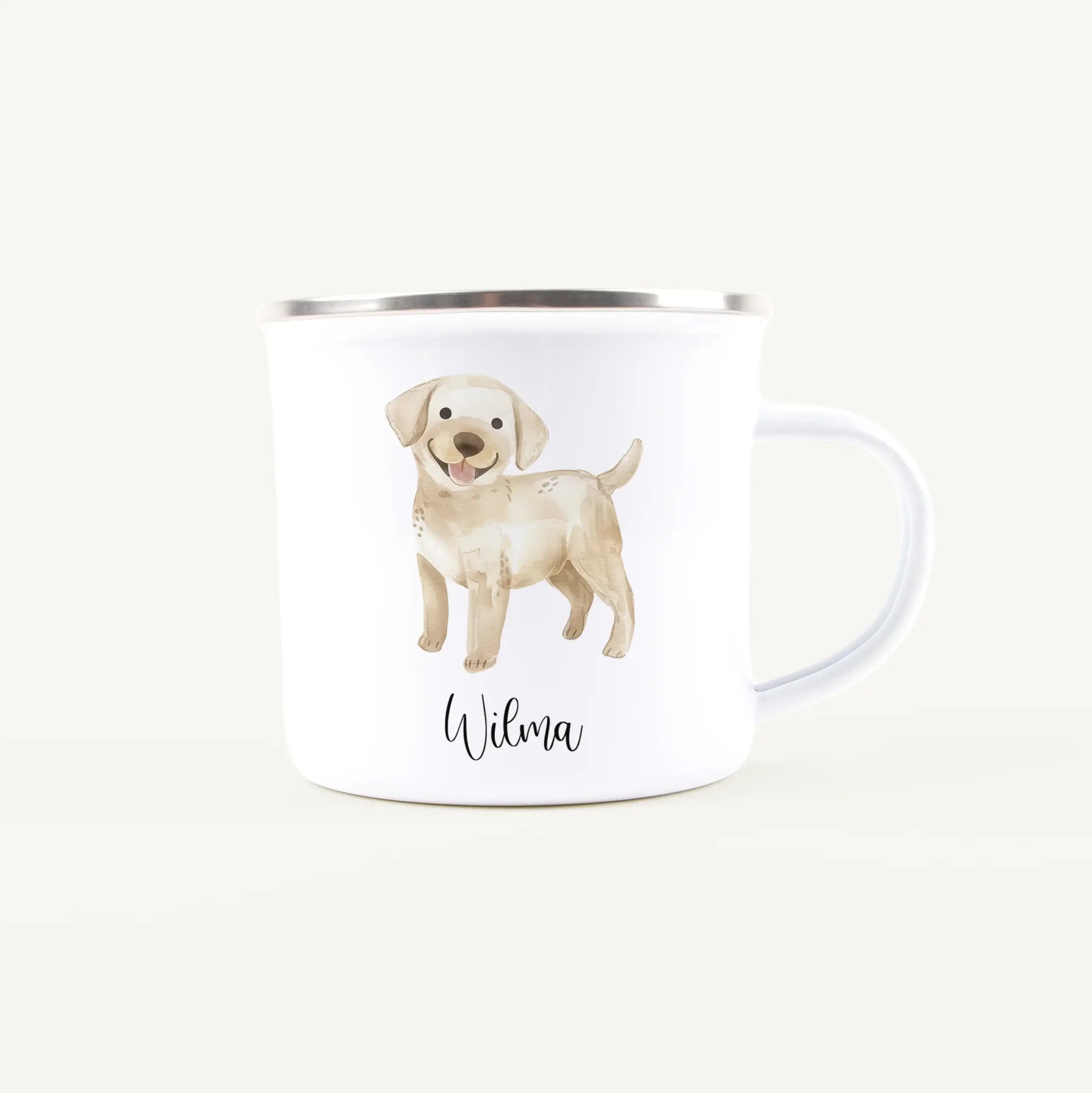 Emaille Tasse Hund-Emaille Tasse-famprints-Die Emaille Tasse Hund von famprints ist ein liebevoll gestaltetes Geschenk für Kinder, das jeden Morgen ein kleines Stück Freude auf den Frühstückstisch bringt. Du kannst aus vier unterschiedlichen Hundemotiven