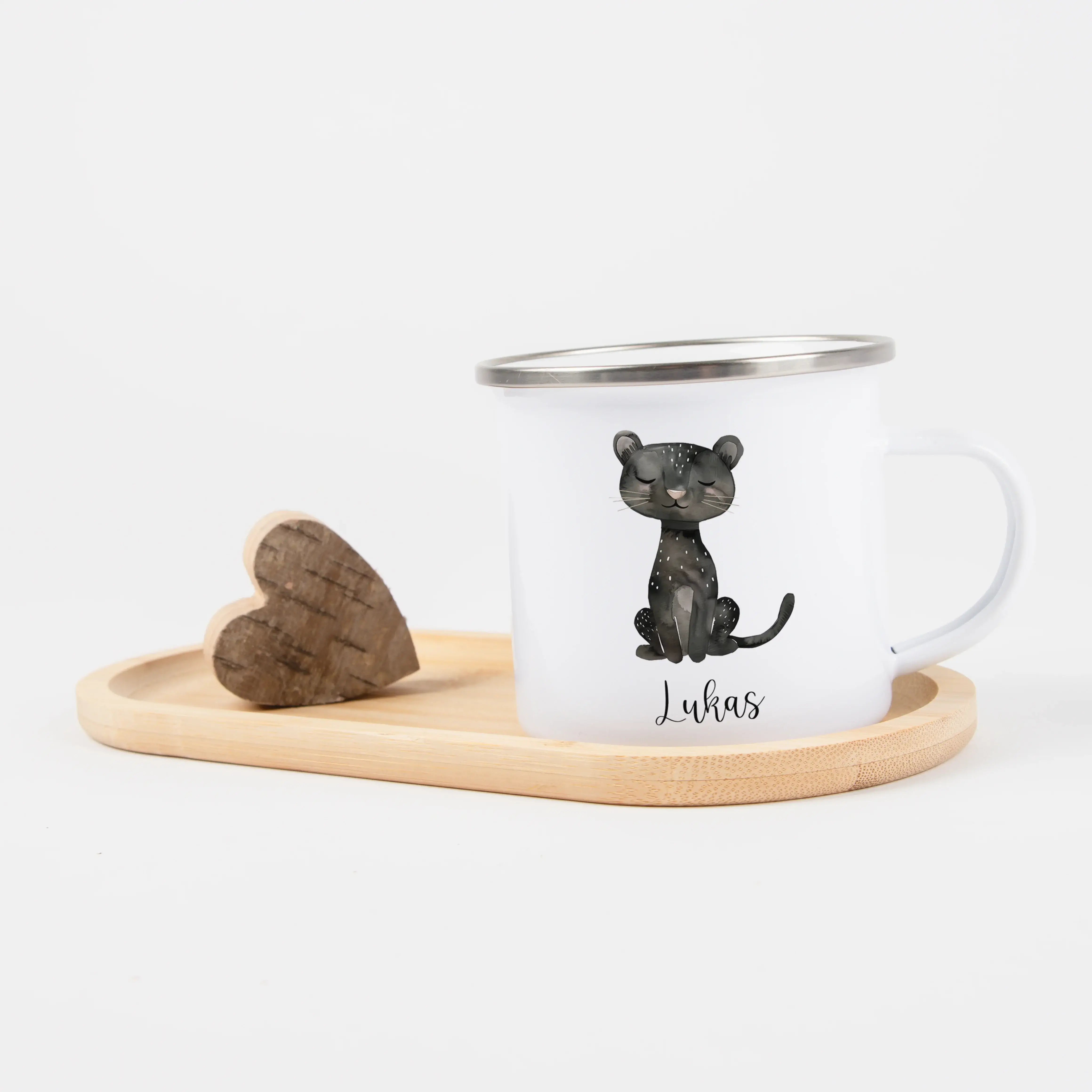 Emaille Tasse Panther-Emaille Tasse-famprints-Die Emaille Tasse Panther von famprints ist mehr als ein Becher – sie ist ein persönliches Geschenk mit Bedeutung. Das liebevoll gestaltete Panther-Motiv wirkt modern, verspielt und zeitlos zugleich und wird m
