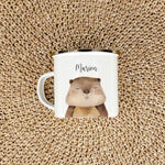 Emaille Tasse Biber Portrait-famprints-Emaille Tasse-Entdecke unsere zauberhafte Emaille Tasse Biber Portrait, die nicht nur ein funktionales Accessoire ist, sondern auch jeden Schluck zu einem besonderen Erlebnis macht! Diese Emaille Tasse personalisiert