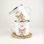 Emaille Tasse Fuchs Portrait-famprints-Emaille Tasse-Die Emaille Tasse Fuchs Portrait ist das ideale personalisierte Geschenk für kleine Tierliebhaber. Mit ihrem bezaubernden Fuchs-Porträt in lebendiger Aquarell-Optik wird sie garantiert zum Lieblingsbech