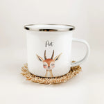 Emaille Tasse Gazelle Portrait-famprints-Emaille Tasse-Entdecke die zauberhafte Emaille Tasse Gazelle Portrait – das perfekte Geschenk für jedes Kind! Diese liebevoll designte Emaille Tasse personalisiert begeistert nicht nur mit ihrem charmanten Gazellen