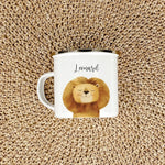 Emaille Tasse Löwe Portrait-famprints-Emaille Tasse-Entdecke die Emaille Tasse Löwen Portrait – das perfekte personalisierte Geschenk für Groß und Klein! Diese einzigartige Emaille Tasse personalisiert mit einem beeindruckenden Löwenporträt in stilvoller