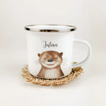 Emaille Tasse Otter Portrait-famprints-Emaille Tasse-Entdecke die einzigartige Emaille Tasse Otter Portrait – das perfekte personalisierte Geschenk für Kinder! Egal ob zur Einschulung, Taufe, zu Ostern, Weihnachten oder zum Geburtstag, dieser bezaubernde