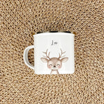 Emaille Tasse Reh Portrait-famprints-Emaille Tasse-Entdecke die bezaubernde Emaille Tasse Reh Portrait – das ideale personalisierte Geschenk für Kinder! Ob zur Einschulung, Taufe, Ostern oder Weihnachten, dieser Emaille Becher bringt Freude in jeden Anlas