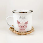 Emaille Tasse Schwein Portrait-famprints-Emaille Tasse-Die Emaille Tasse Schwein Portrait ist das perfekte personalisierte Geschenk für Kinder und macht jeden Anlass zu etwas Besonderem. Ob zu Einschulung, Taufe, Ostern, Weihnachten oder zum Geburtstag –