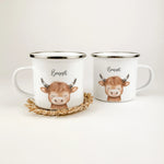 Emaille Tasse Stier Portrait-famprints-Emaille Tasse-Entdecke die einzigartige Emaille Tasse Stier Portrait – eine personalisierte Emaille Tasse, die mit einem beeindruckenden Stier-Portrait in bezaubernder Aquarell-Optik verzaubert. Der hochwertige und l