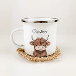 Emaille Tasse Stier Portrait-famprints-Emaille Tasse-Entdecke die einzigartige Emaille Tasse Stier Portrait – eine personalisierte Emaille Tasse, die mit einem beeindruckenden Stier-Portrait in bezaubernder Aquarell-Optik verzaubert. Der hochwertige und l