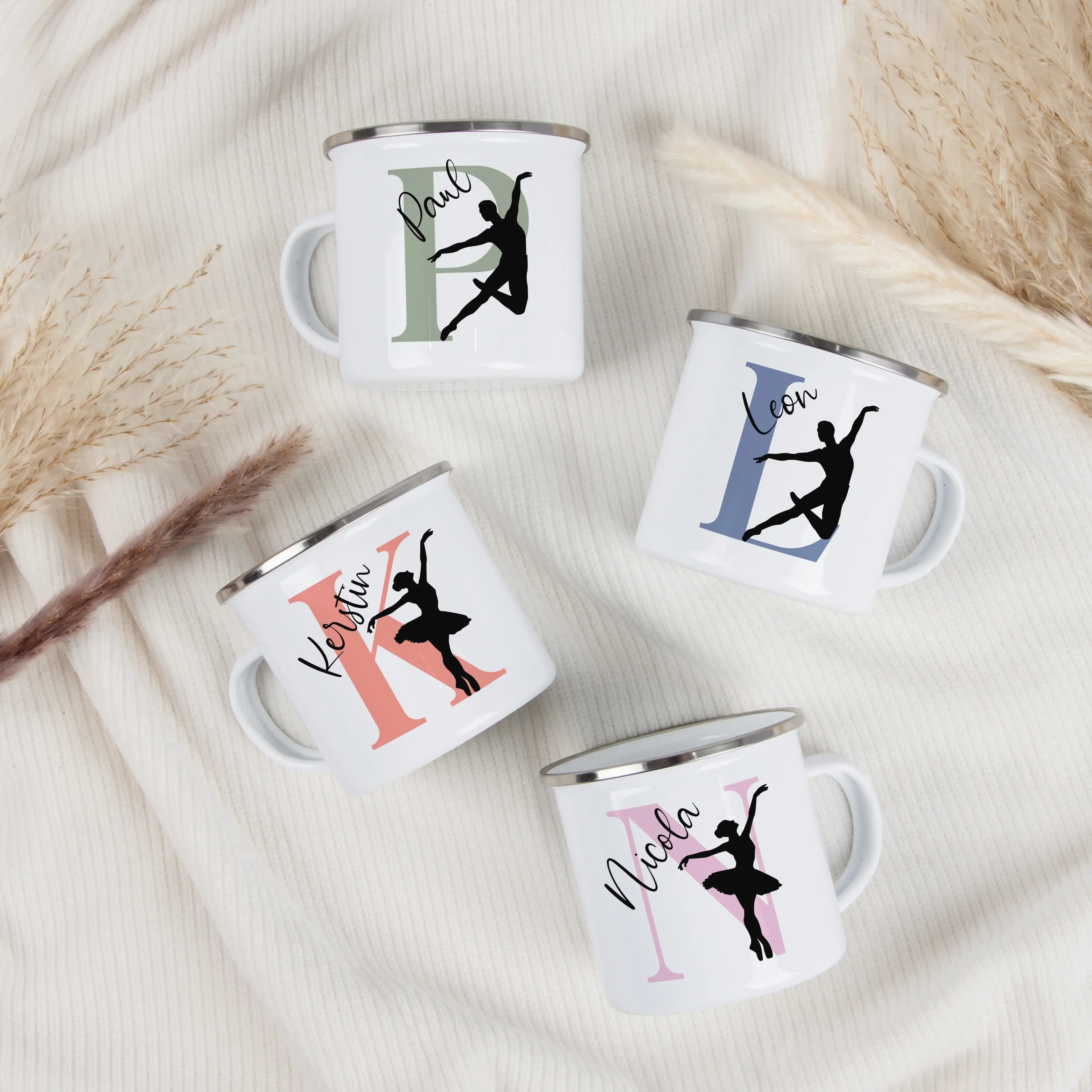 Emaille Tasse mit Namen Ballett-Emaille Tasse-famprints-Die Emaille Tasse mit Namen Ballett von famprints ist genau das Richtige, wenn du ein persönliches Geschenk für ein tanzbegeistertes Kind suchst oder dir selbst eine individuelle Freude machen willst