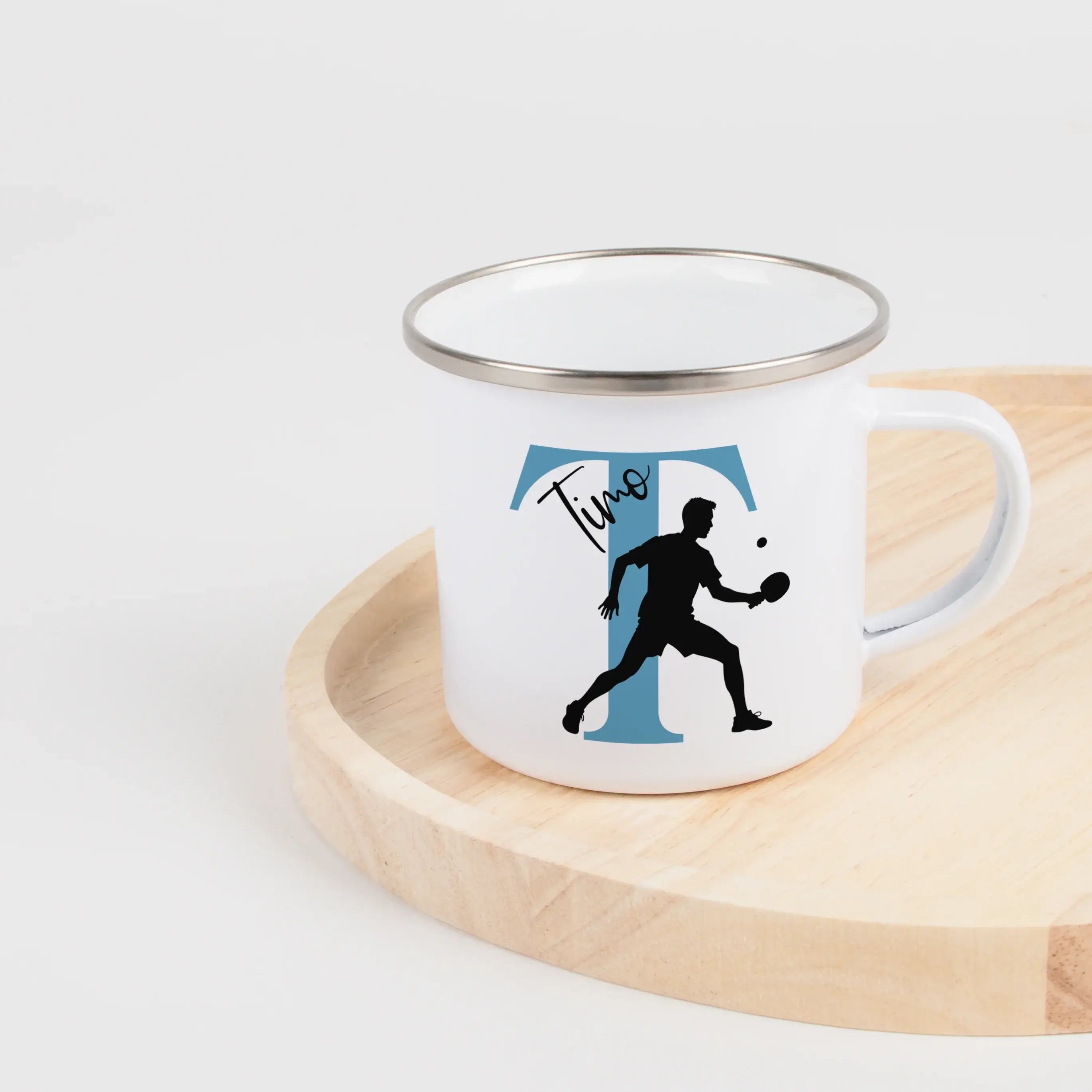 Emaille Tasse mit Namen Tischtennis-Emaille Tasse-famprints-Die Emaille Tasse mit Namen Tischtennis von famprints ist genau das Richtige, wenn du ein persönliches Geschenk für Tischtennis-Fans suchst oder dir selbst eine individuelle Tasse gestalten möcht