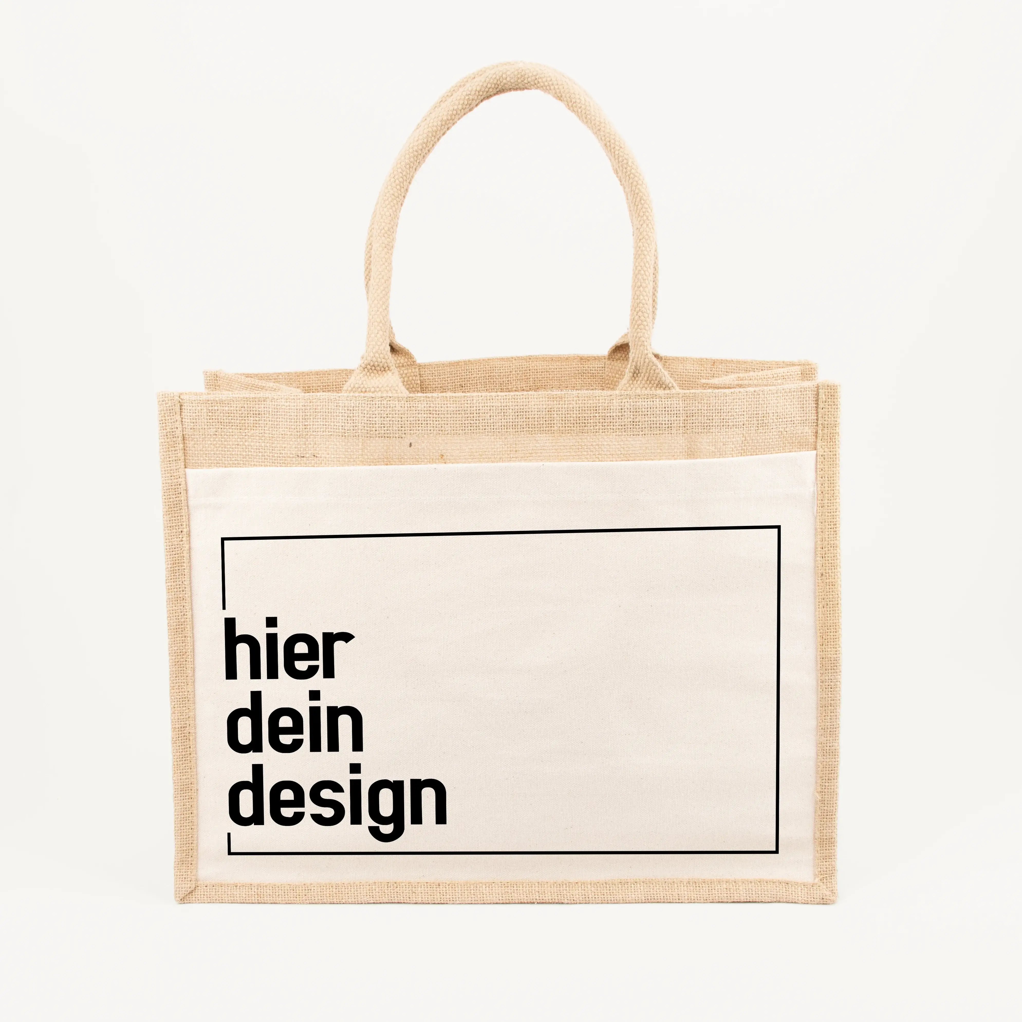 Jutetasche Dein Design-Jutetasche-famprints-Jutetasche Dein Design ist deine persönliche Tragetasche mit Charakter. Bei famprints gestaltest du eine hochwertige Jutetasche, die außen ihre natürliche Optik behält und innen laminiert ist. So wirkt sie authe