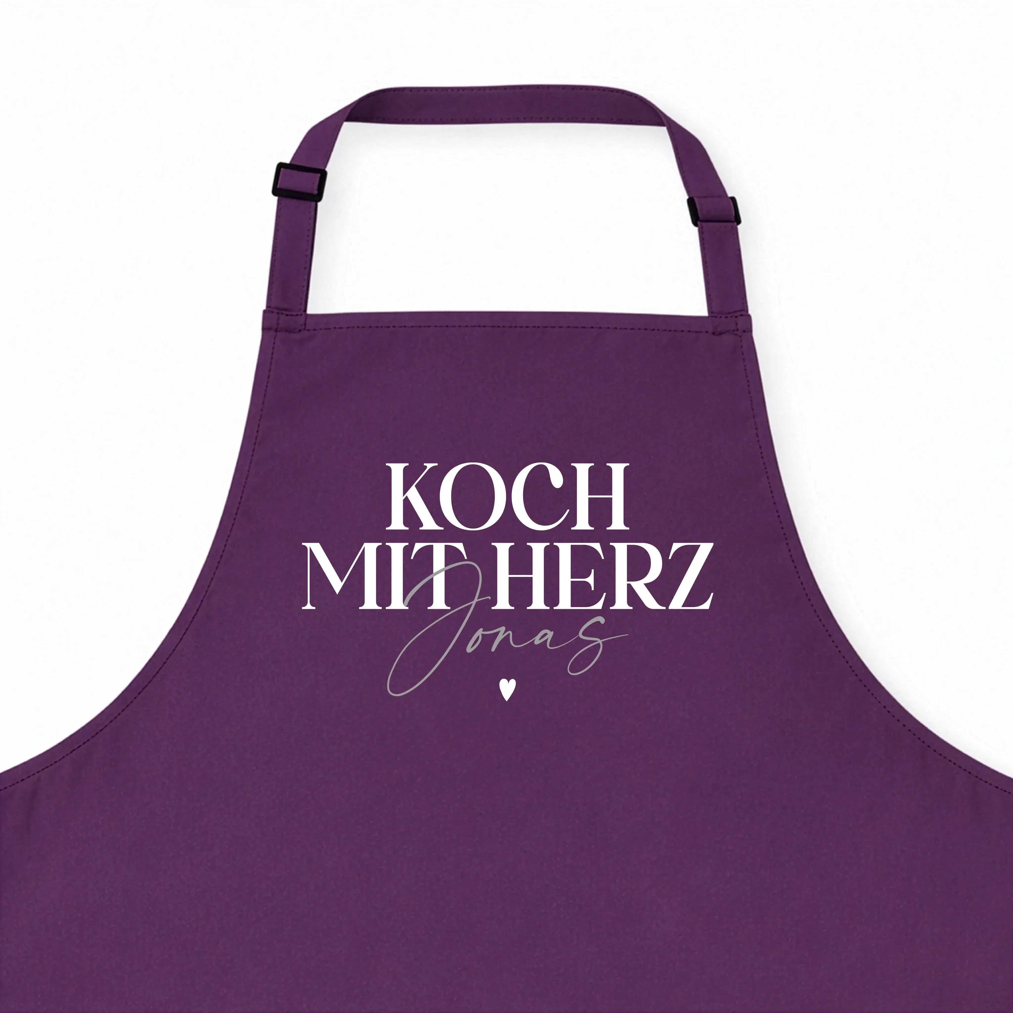 Kochschürze Koch mit Herz-Kochschürze-famprints-Kochschürze Koch mit Herz steht für Freude am Kochen und für eine persönliche Note, die man sofort sieht. Bei famprints wird aus einer hochwertigen Küchenschürze ein individuelles Geschenk, das genau zu dir