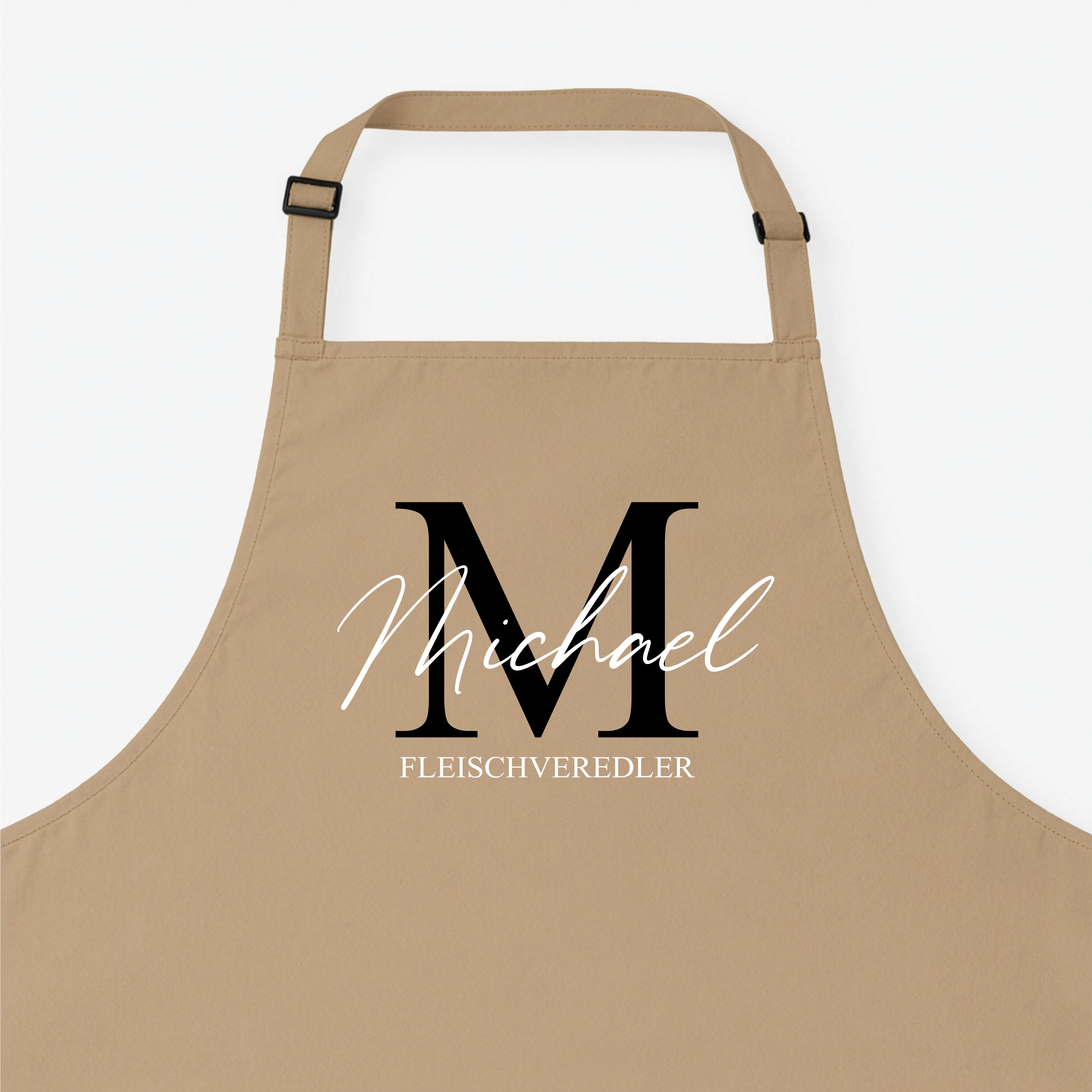 Kochschürze Initial + Text-Kochschürze-famprints-Die Kochschürze Initial + Text von famprints macht aus einem Alltagsprodukt ein persönliches Statement für Küche, Grill oder Backstube. Dein gewähltes Initial bildet den Mittelpunkt des Designs und wird mit