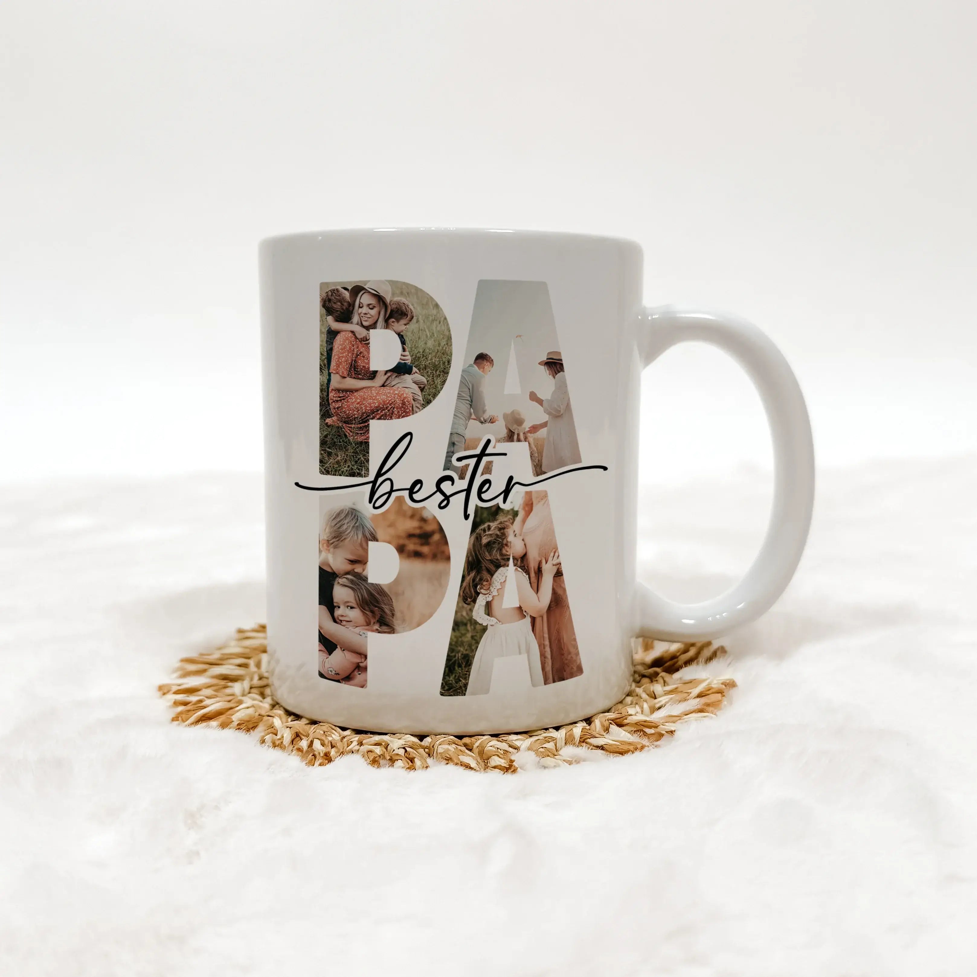 Kaffeetasse ‚Bester Papa Der Welt‘ – Vintage Keramikbecher, 400 Ml, Spülmaschinengeeignet | In Weiß