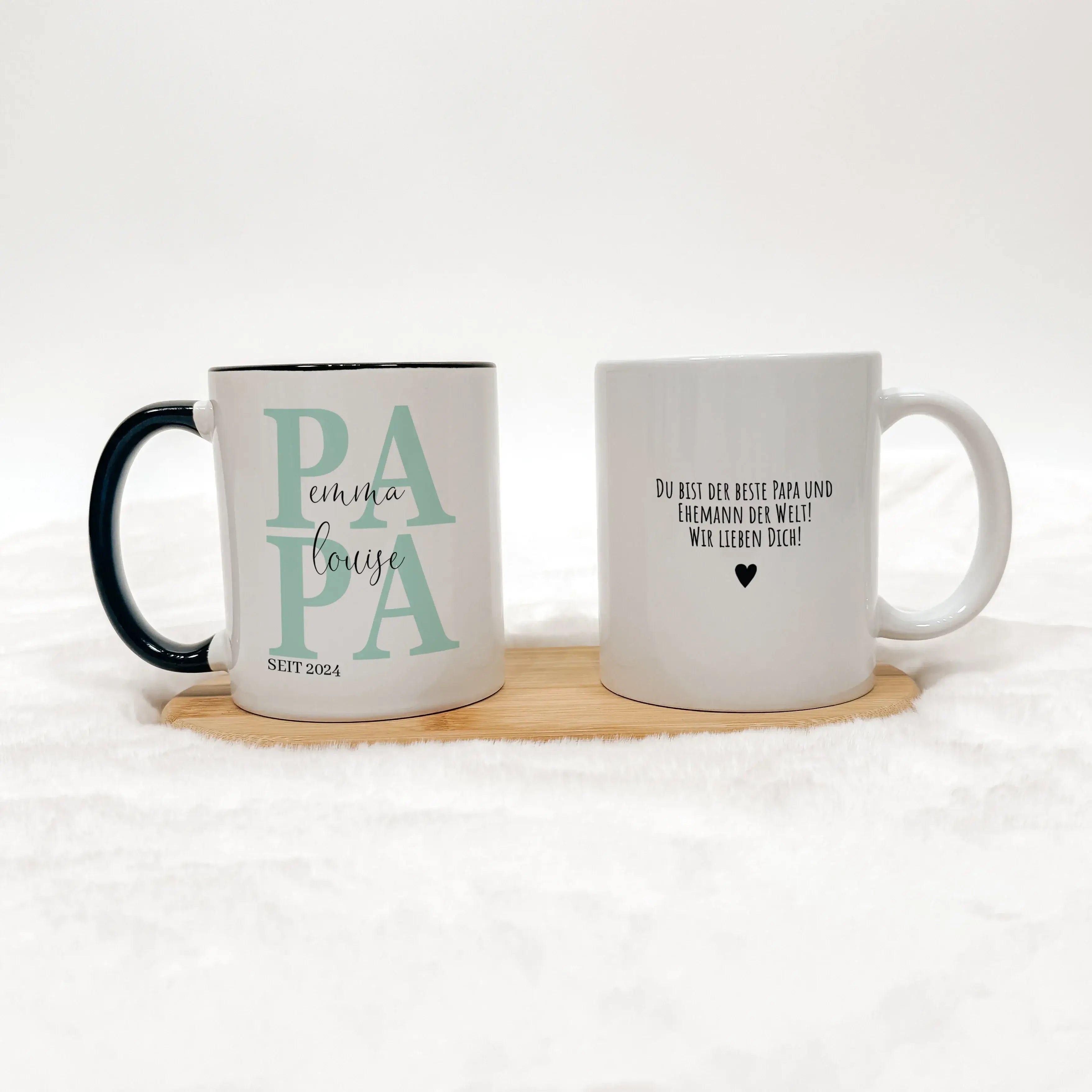 Tasse Papa seit - Keramik Tasse - famprints - Entdecke die Tasse Papa seit – das perfekte Geschenk, um Väter zu feiern und ihnen ein Lächeln ins Gesicht zu zaubern. Mit dieser personalisierten Keramik-Tasse, die Platz für die Namen der Kinder und das Jahr