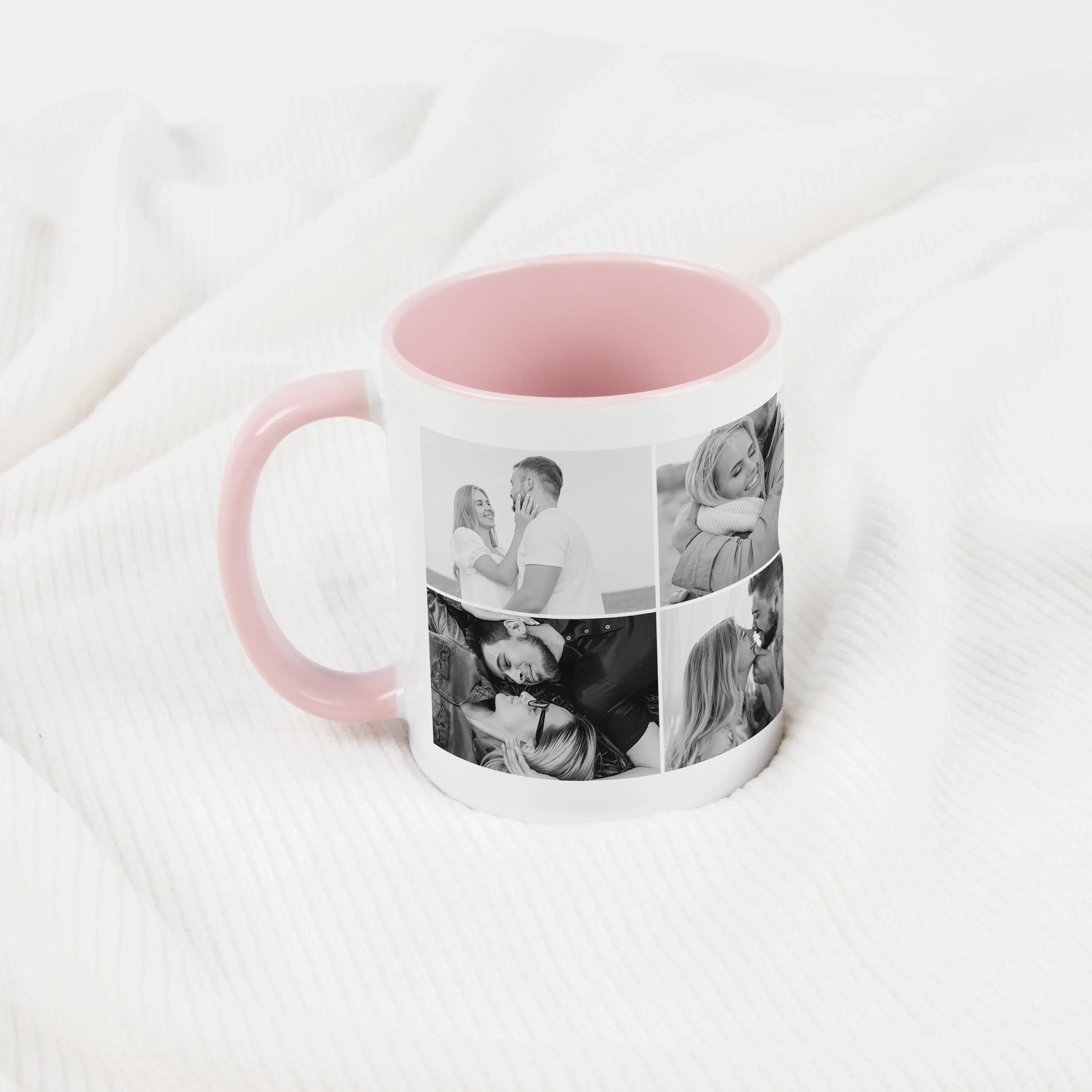 Fototasse I love you-Keramik Tasse-famprints-Fototasse I love you ist die richtige Wahl, wenn du eine persönliche Tasse mit Foto suchst, die mehr zeigt als nur ein einzelnes Bild. Auf dieser Fototasse gestaltest du eine Collage aus 8 eigenen Fotos, die ei