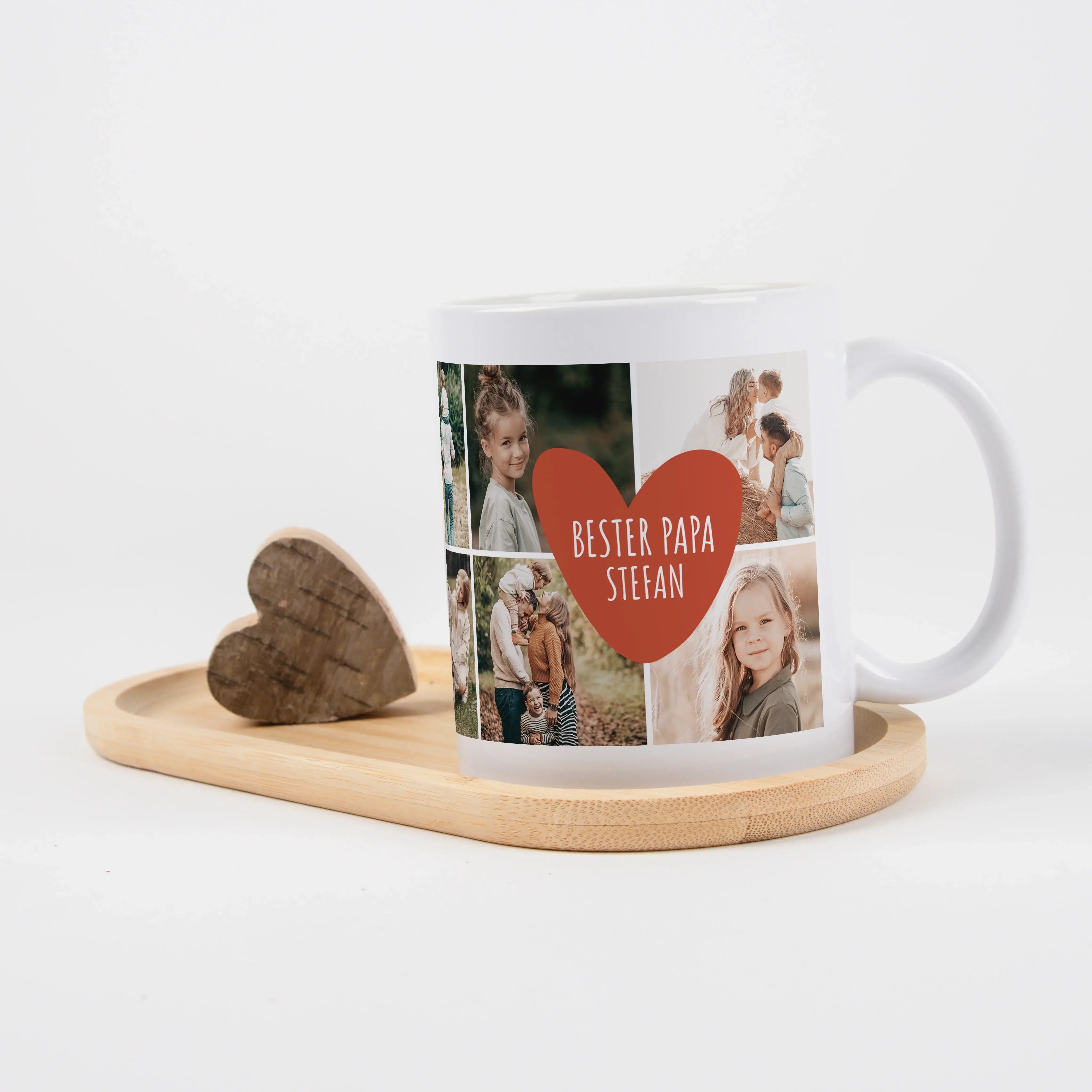 Tasse Foto bester Papa-Keramik Tasse-famprints-Die Tasse Foto bester Papa ist mehr als nur ein Kaffeebecher – sie ist dein persönliches Geschenk mit Bedeutung. Du gestaltest sie bei famprints ganz einfach mit bis zu 10 eigenen Fotos und machst daraus eine