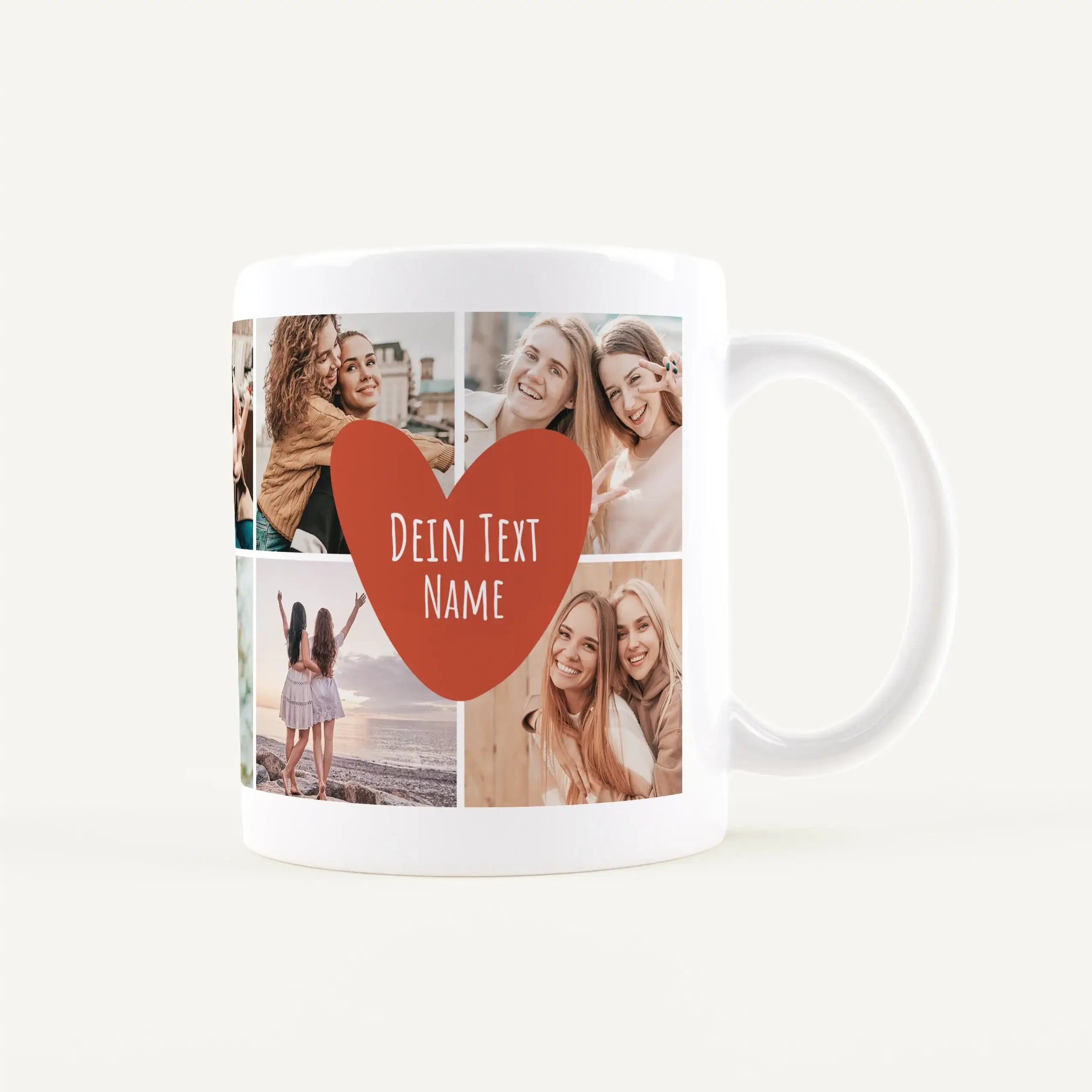 Tasse Foto Herz Text-Keramik Tasse-famprints-Die Tasse Foto Herz Text von famprints macht aus deinen Lieblingsbildern ein persönliches Statement. Du gestaltest sie mit 10 Fotos und verwandelst eine einfache Fototasse in ein echtes Unikat. Im Herz platzier