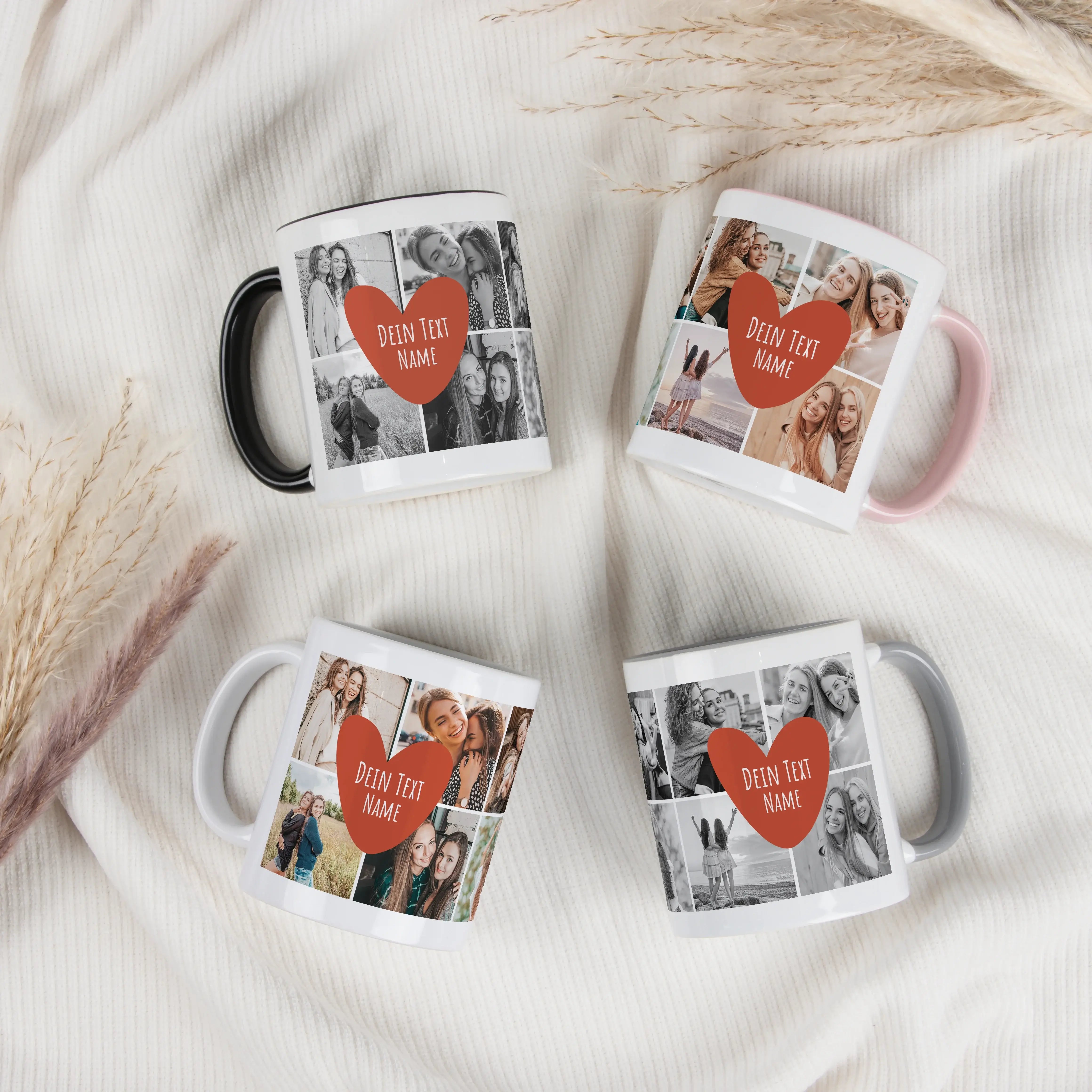 Tasse Foto Herz Text-Keramik Tasse-famprints-Die Tasse Foto Herz Text von famprints macht aus deinen Lieblingsbildern ein persönliches Statement. Du gestaltest sie mit 10 Fotos und verwandelst eine einfache Fototasse in ein echtes Unikat. Im Herz platzier