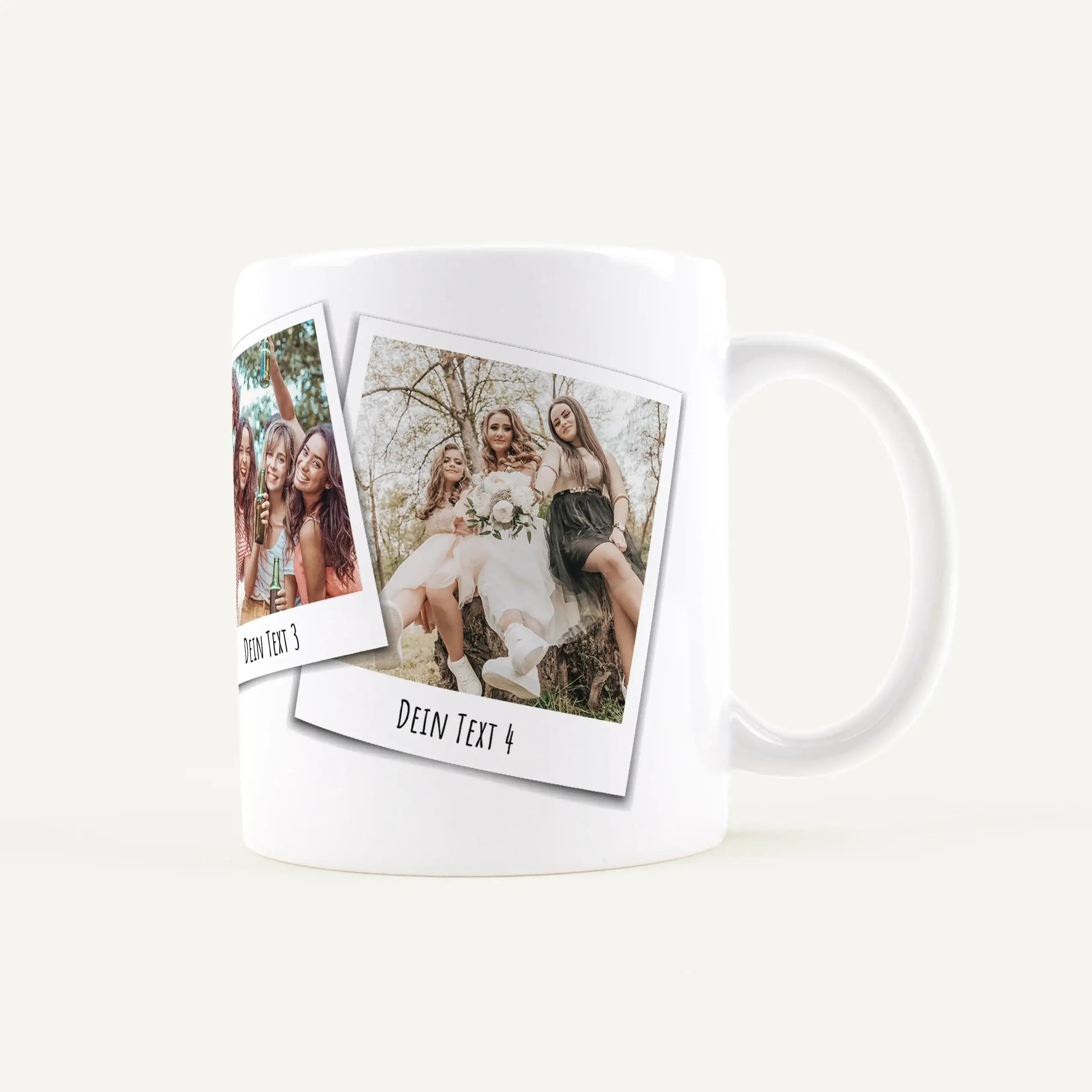 Fototasse Polaroid-Keramik Tasse-famprints-Die Fototasse Polaroid macht aus deinen Lieblingsmomenten ein persönliches Alltagsstück. Auf der Tasse werden bis zu vier deiner Fotos im beliebten Polaroid Stil dargestellt und wirken wie kleine Sofortbilder, di