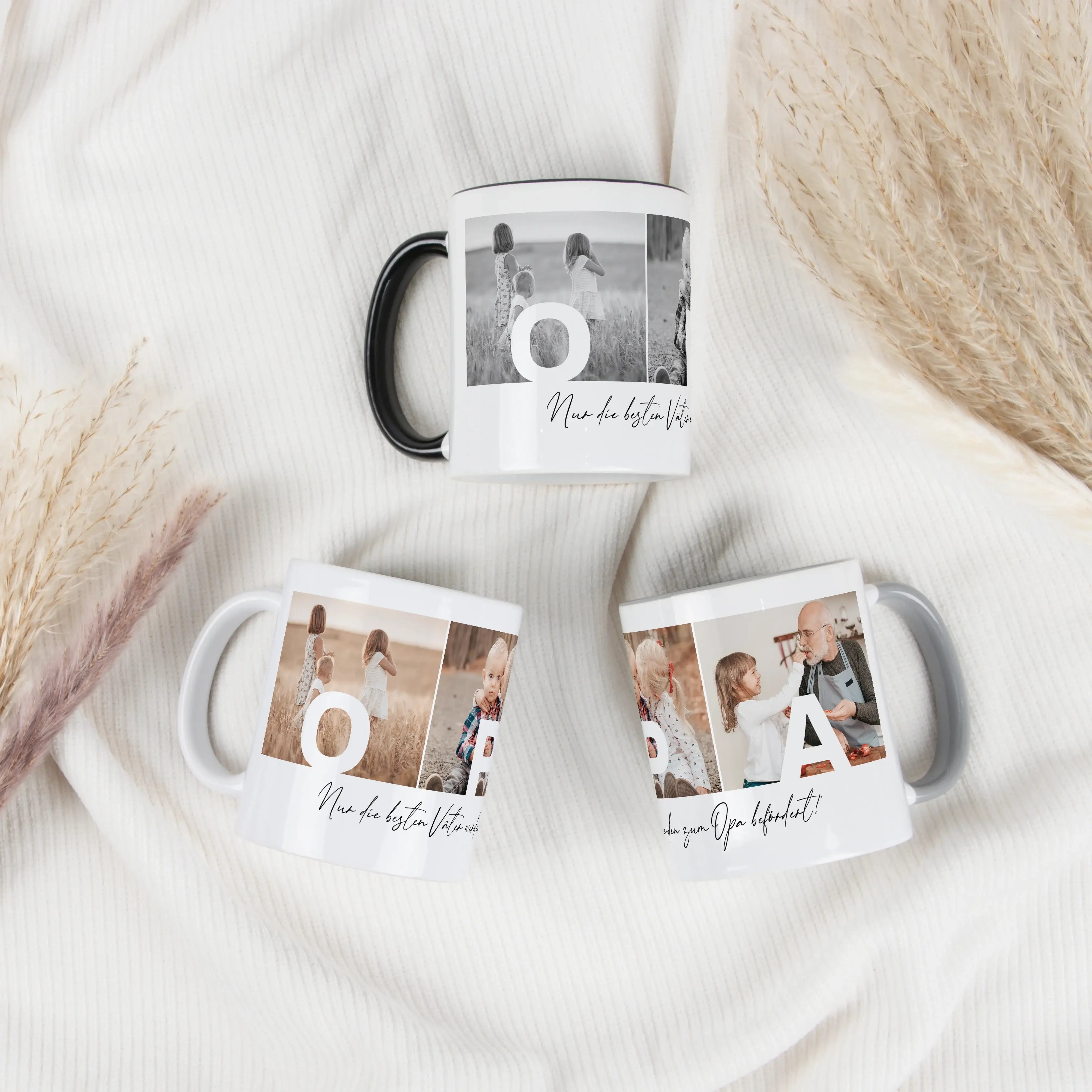 Fototasse Opa-Keramik Tasse-famprints-Die Fototasse Opa von famprints ist eine persönliche Geschenkidee für einen ganz besonderen Menschen. Mit drei eigenen Fotos gestaltest du eine individuelle Opa Tasse, die Erinnerungen sichtbar macht. In jedem Bild er