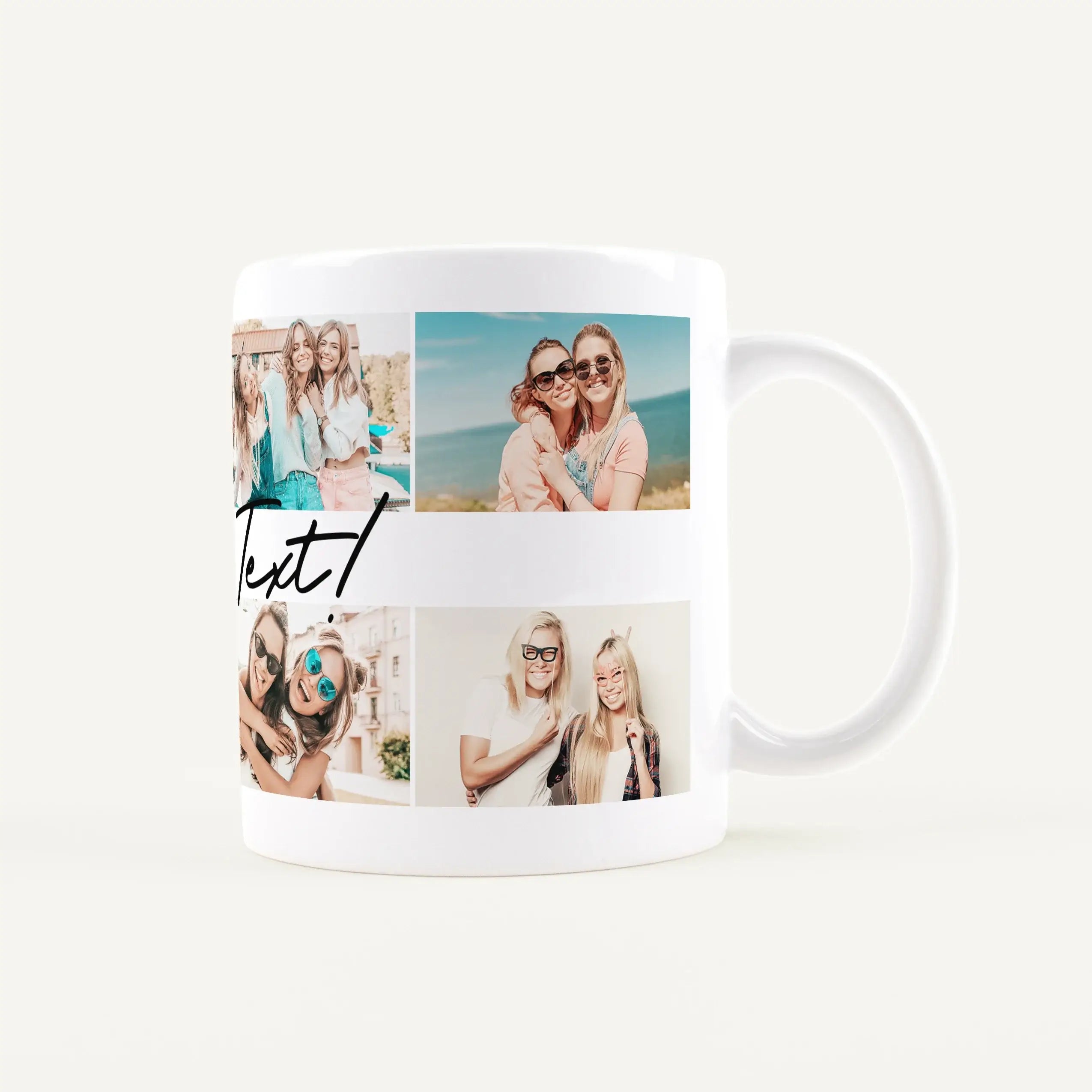 Fototasse Center Text-Keramik Tasse-famprints-Die Fototasse Center Text von famprints ist eine persönliche Tasse, die deine Lieblingsmomente sichtbar macht. Du gestaltest sie mit bis zu 8 Fotos und ergänzt in der Mitte deinen eigenen Text. So entsteht ein