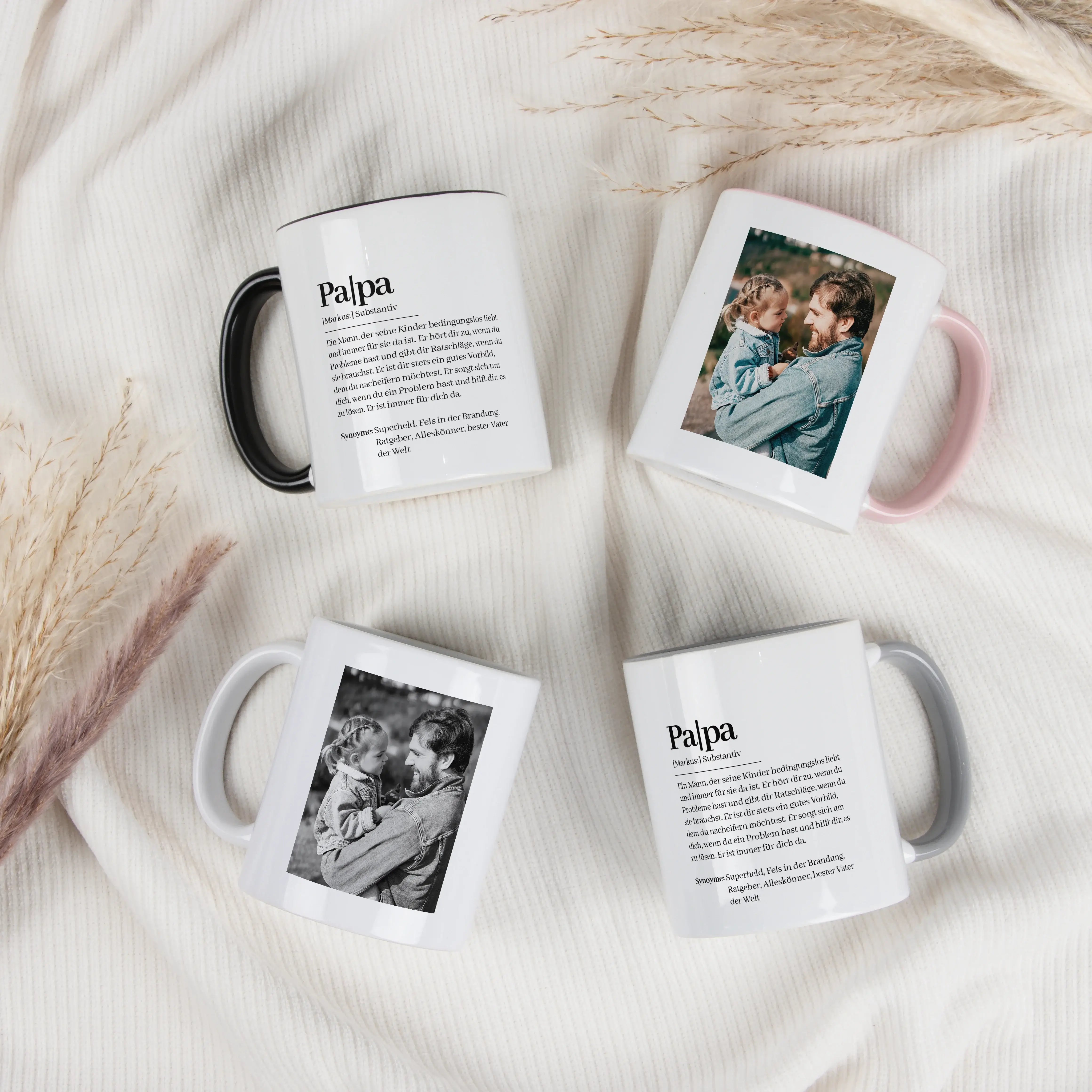 Tasse Definition Papa-Keramik Tasse-famprints-Die Tasse Definition Papa ist eine persönliche Geschenkidee für alle, die Papa nicht irgendetwas schenken möchten, sondern etwas mit Bedeutung. Das Motiv im Duden Stil beschreibt einen Vater auf liebevolle, eh